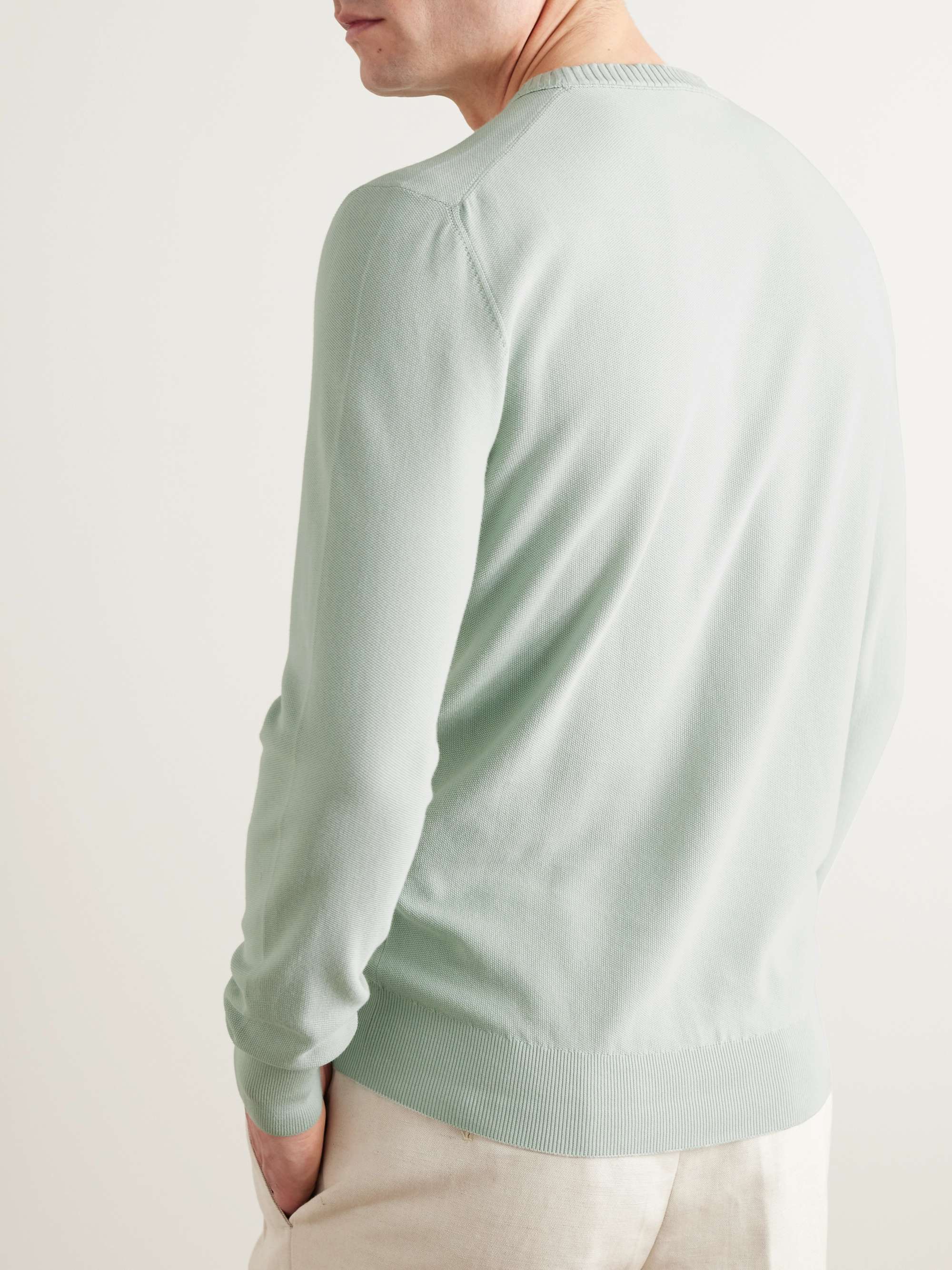 LORO PIANA Cotton and Silk-Blend Piqué Sweater