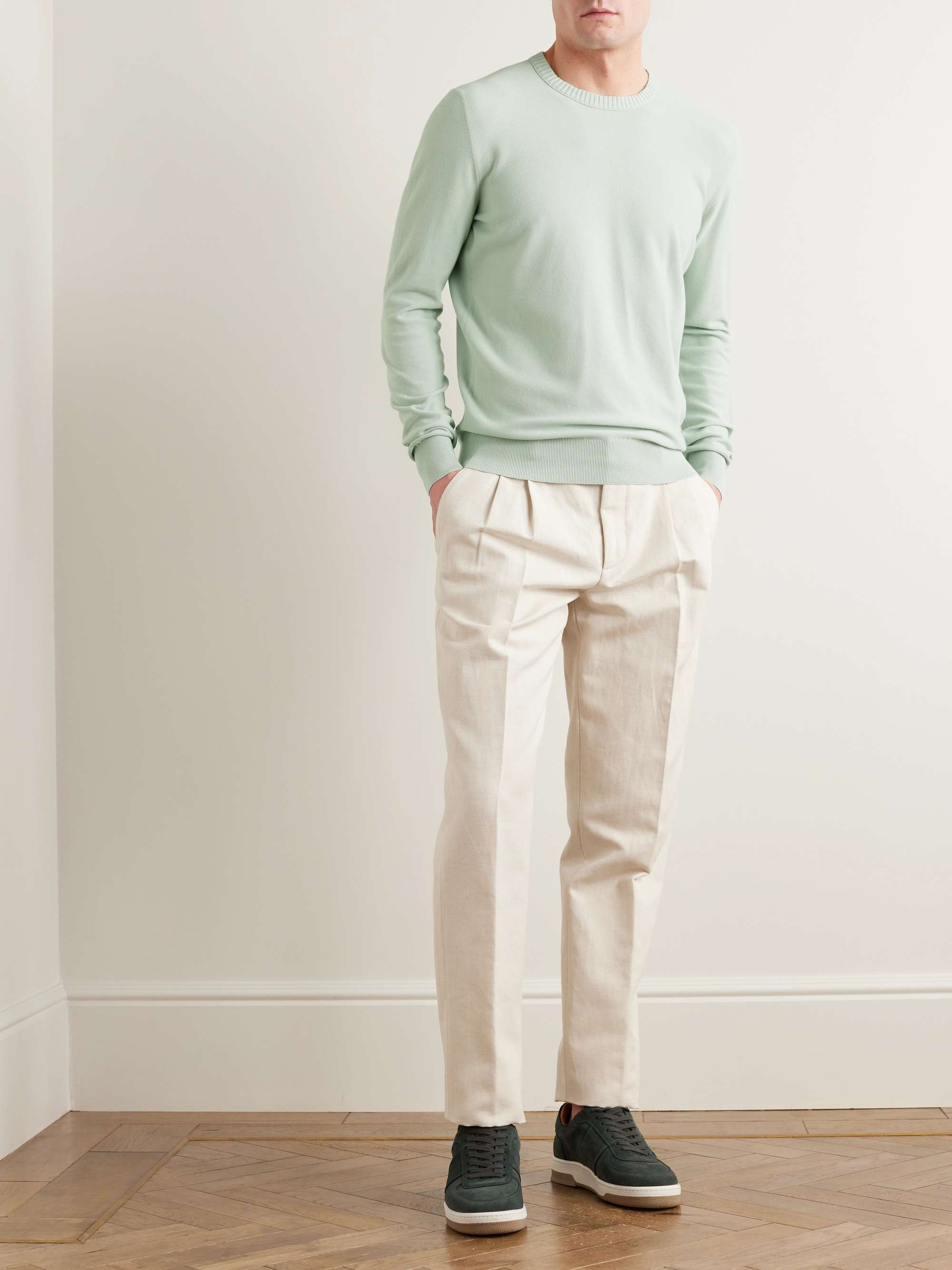 LORO PIANA Cotton and Silk-Blend Piqué Sweater