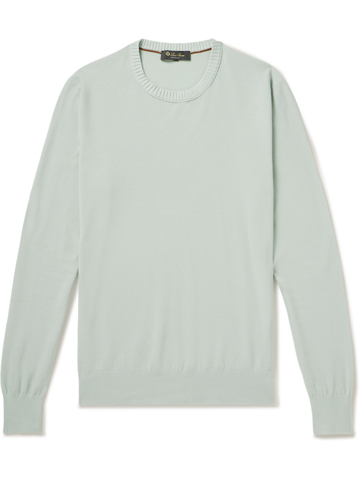 Loro Piana Cotton And Silk-blend Piqué Sweater In Blue