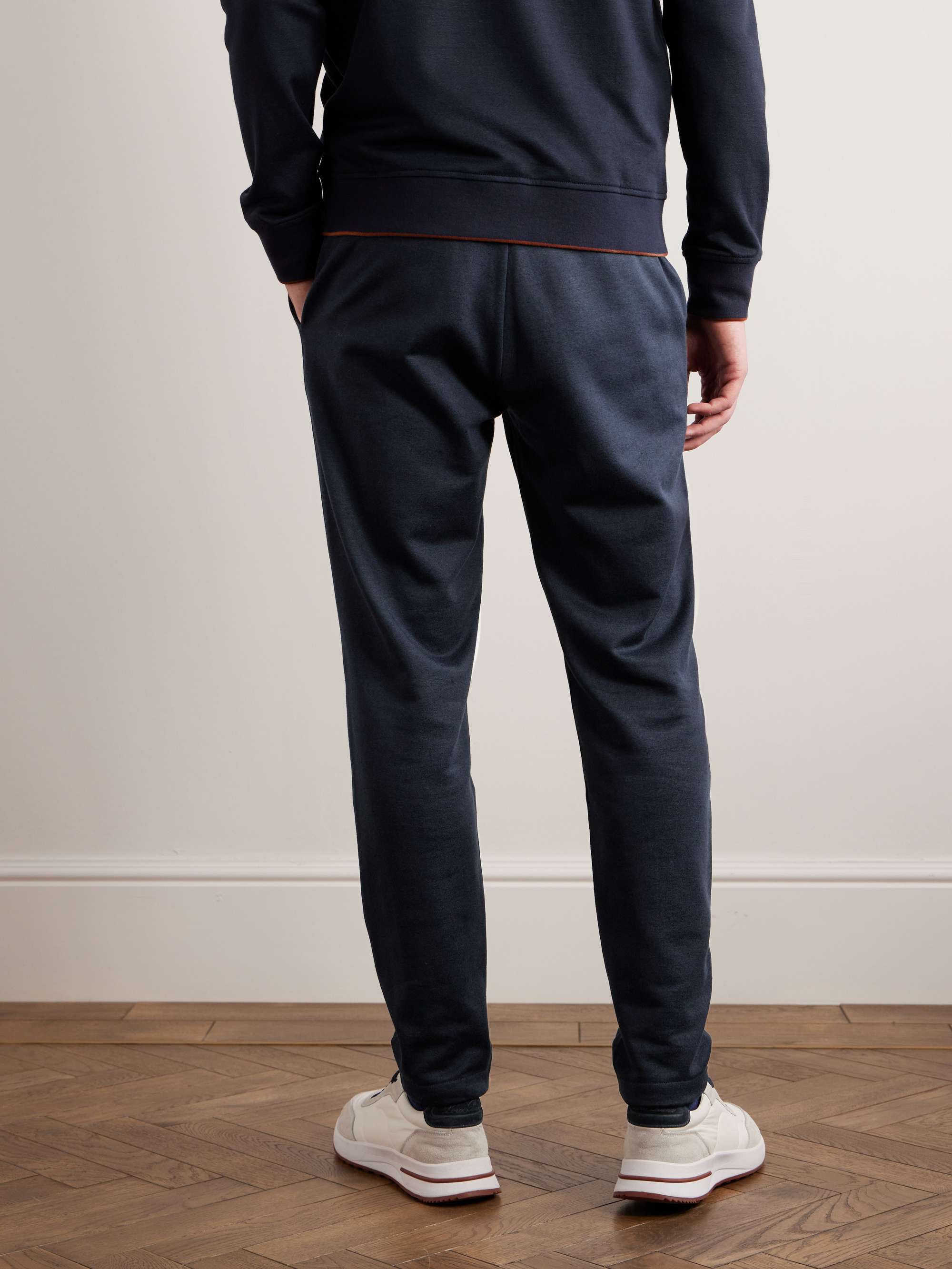 LORO PIANA Tapered Cotton and Linen-Blend Fleece Sweatpants