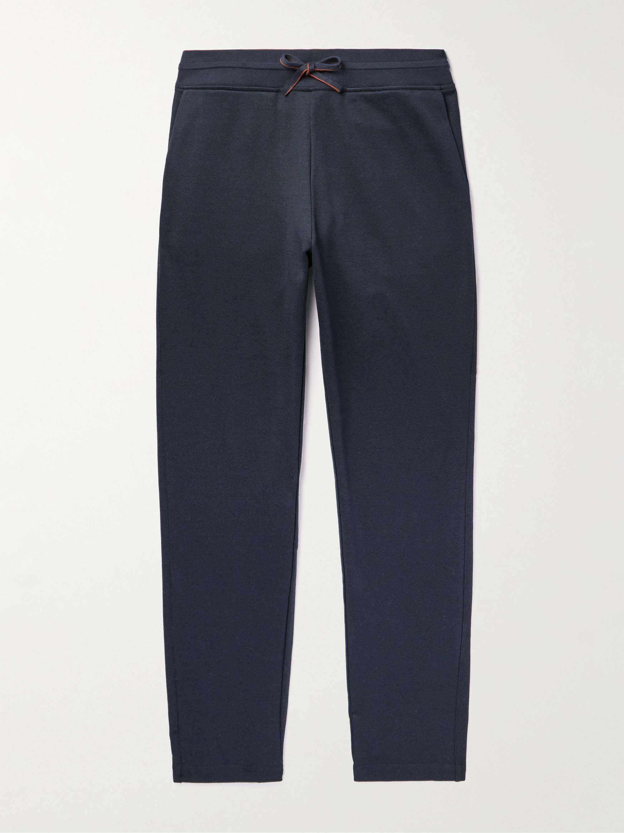 LORO PIANA Tapered Cotton and Linen-Blend Fleece Sweatpants for