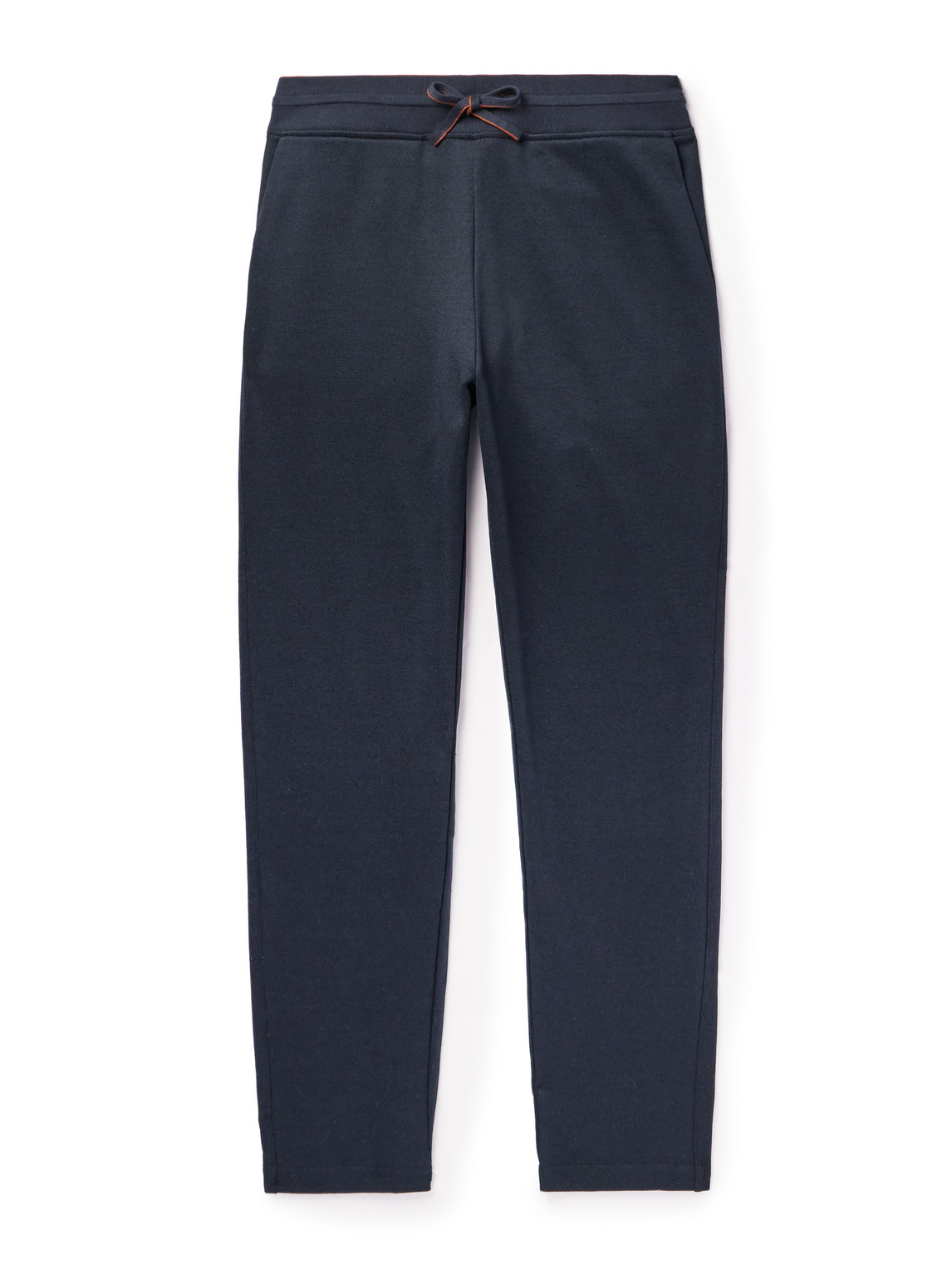 Loro Piana Tapered Cotton And Linen-blend Fleece Sweatpants In Blue
