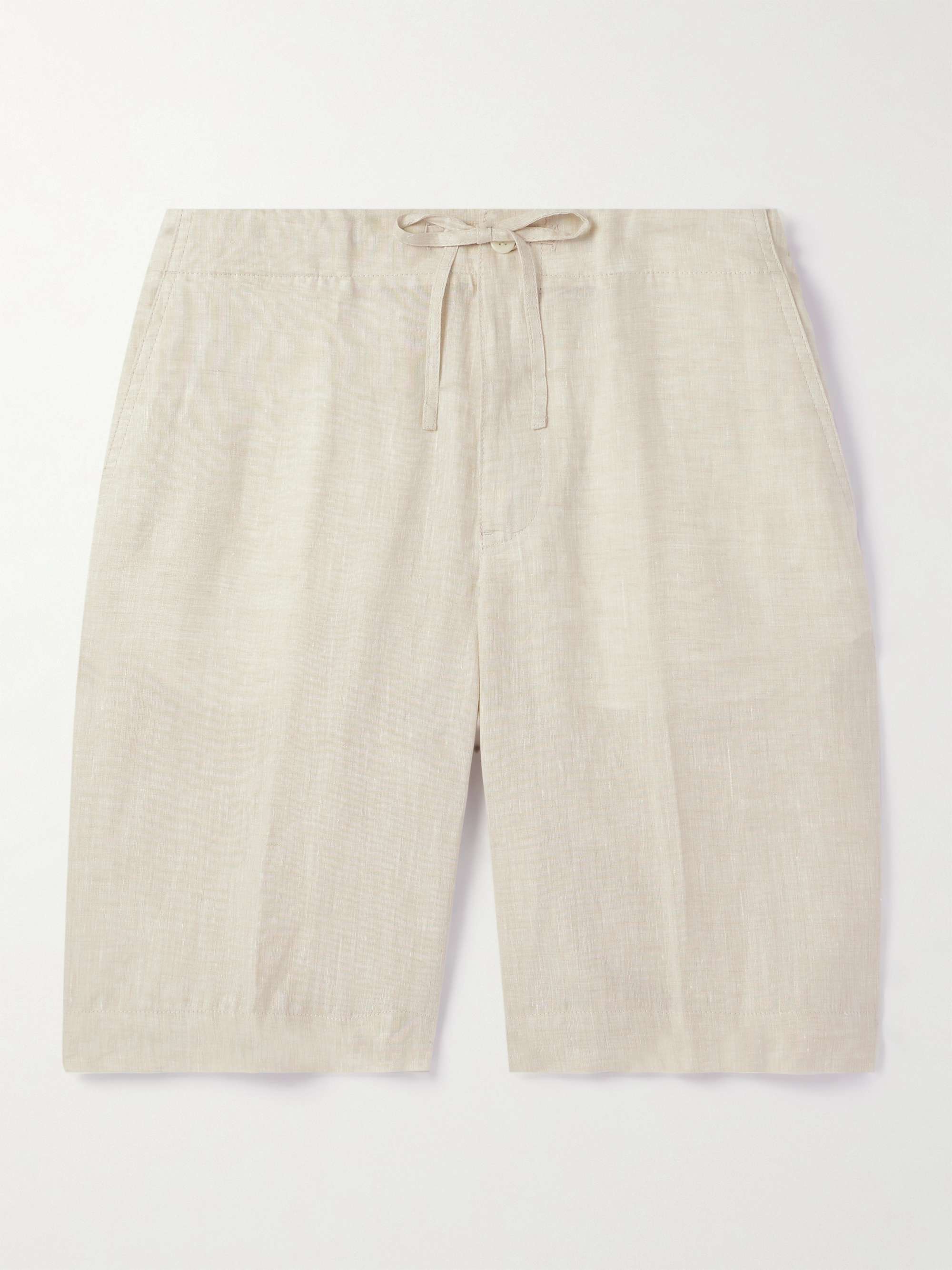 Straight-Leg Linen Drawstring Bermuda Shorts