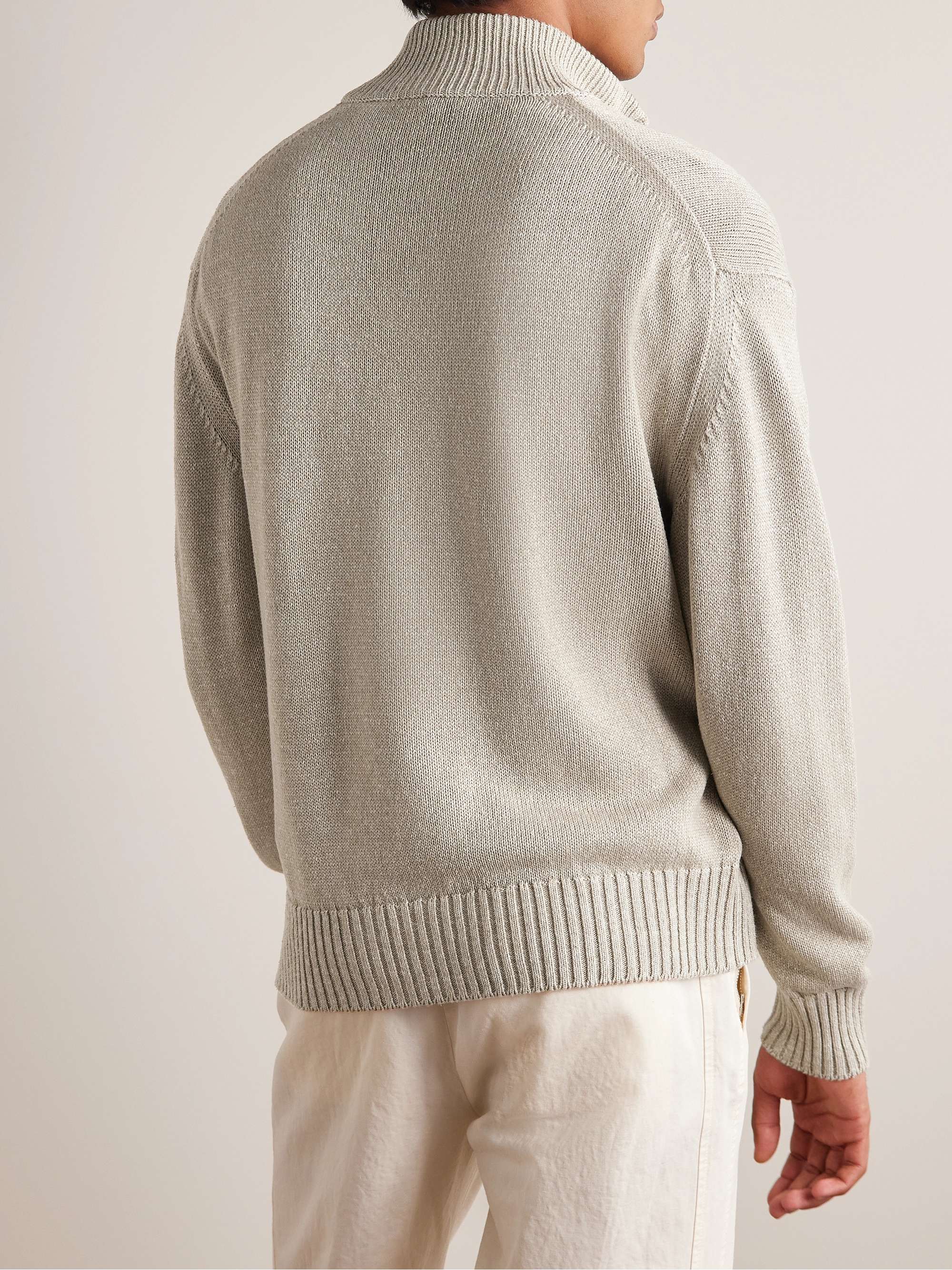 LORO PIANA Silk and Linen-Blend Zip-Up Cardigan