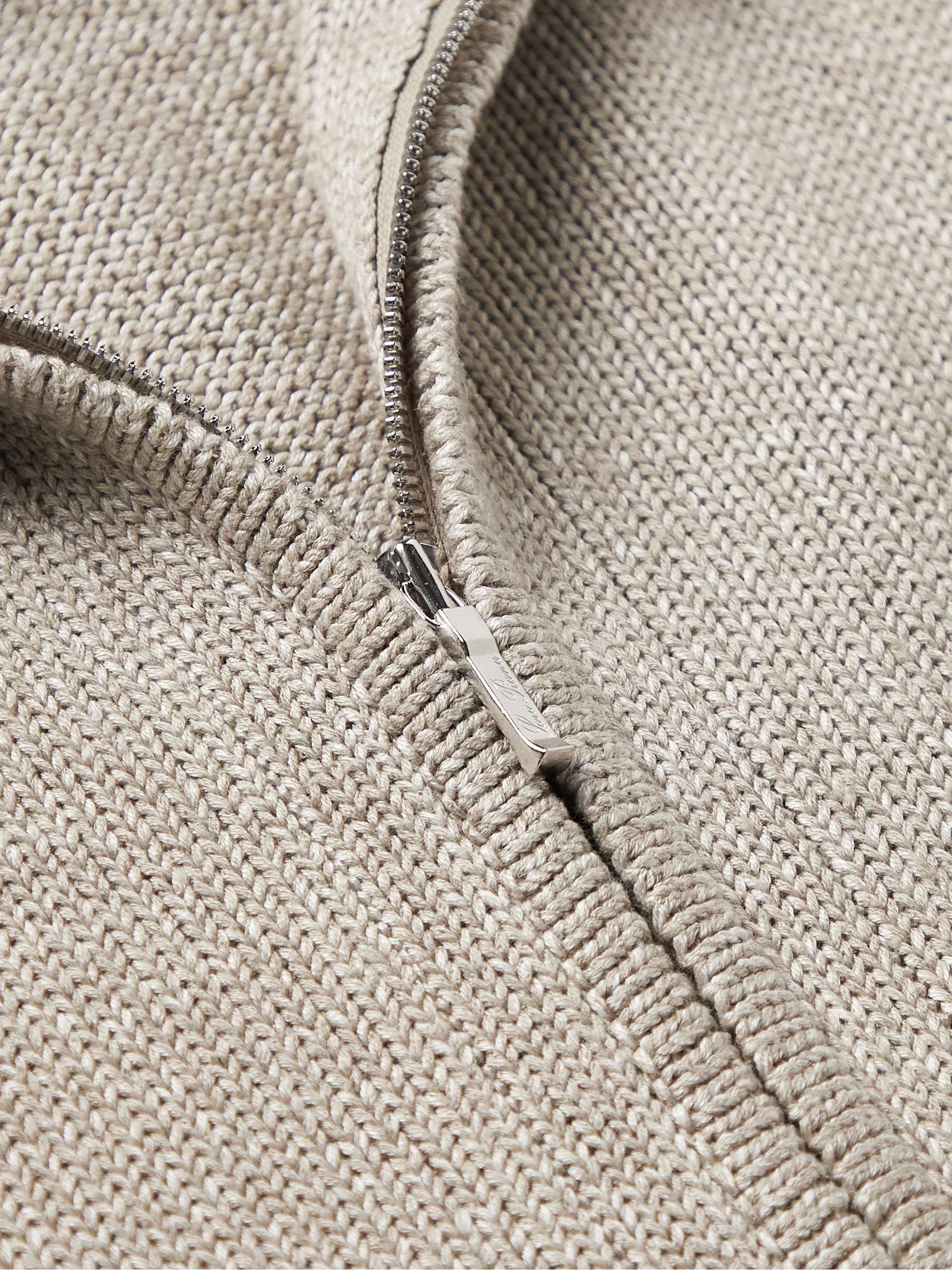 LORO PIANA Silk and Linen-Blend Zip-Up Cardigan