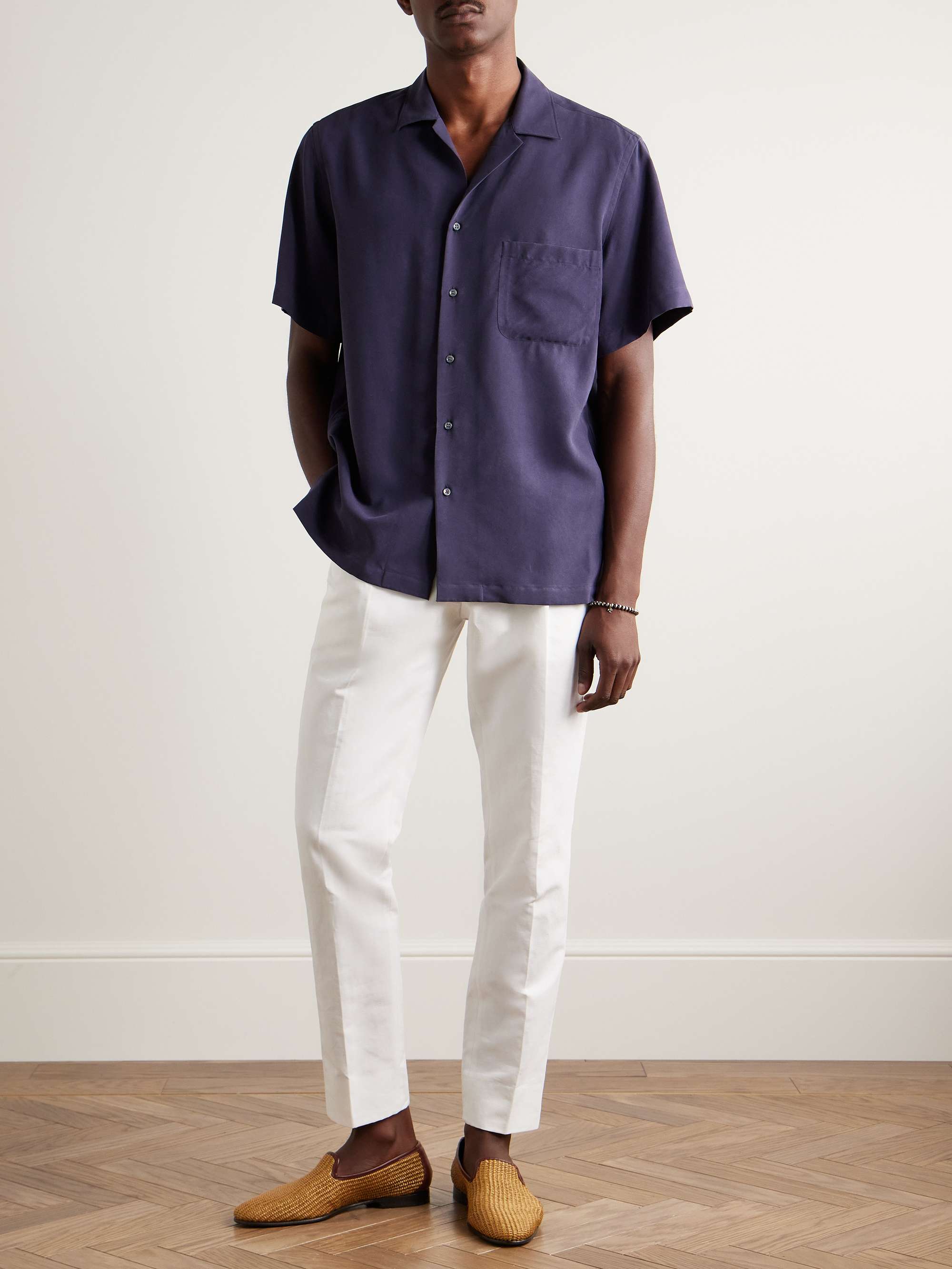 LORO PIANA Camp-Collar Washed-Silk Shirt for Men | MR PORTER