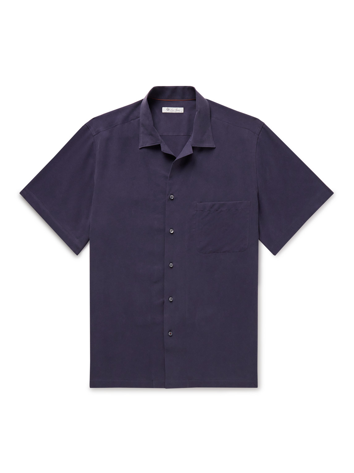 Loro Piana Camp-collar Washed-silk Shirt In Blue