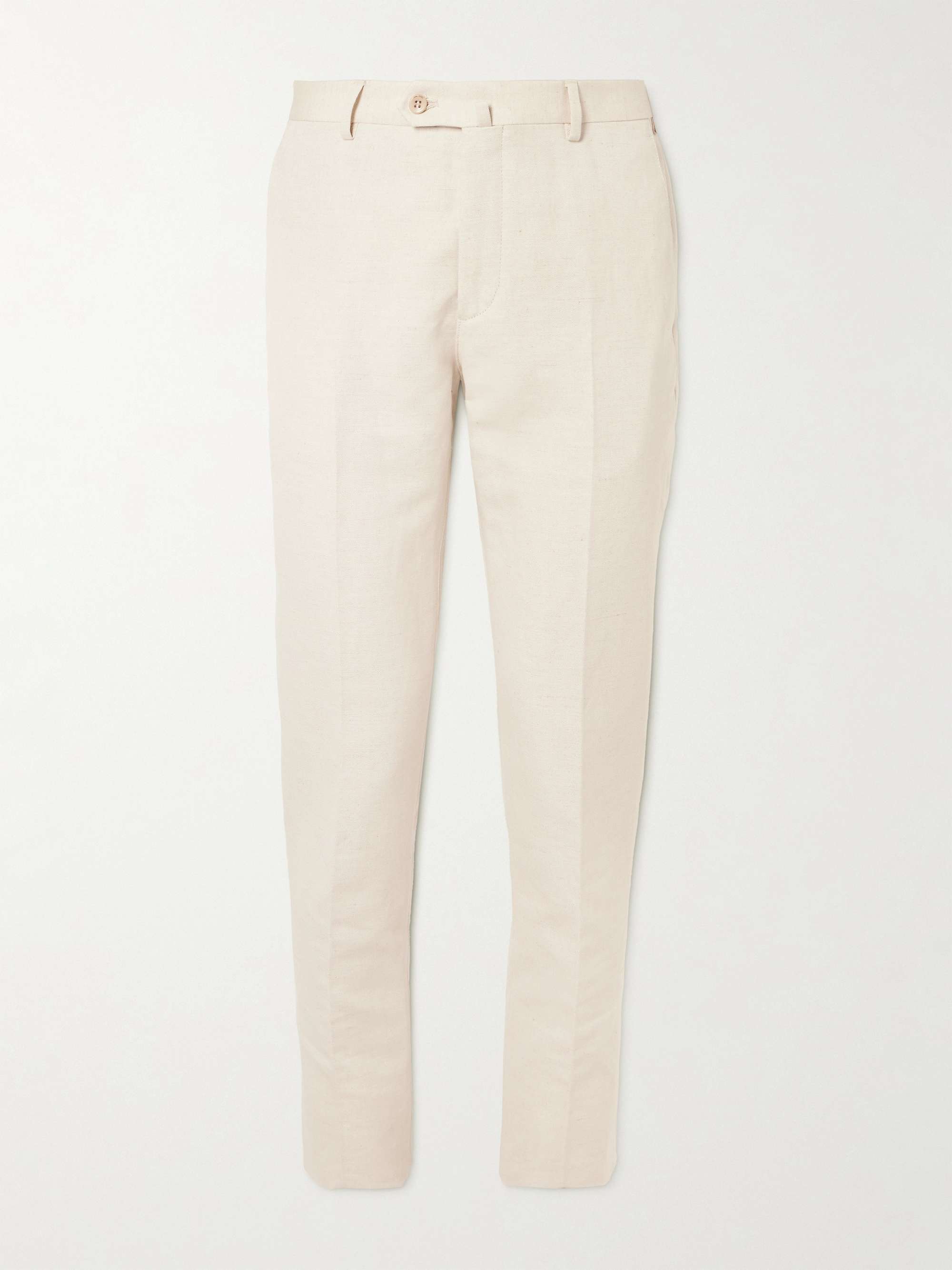 LORO PIANA Straight-Leg Cotton and Linen-Blend Trousers for Men | MR PORTER