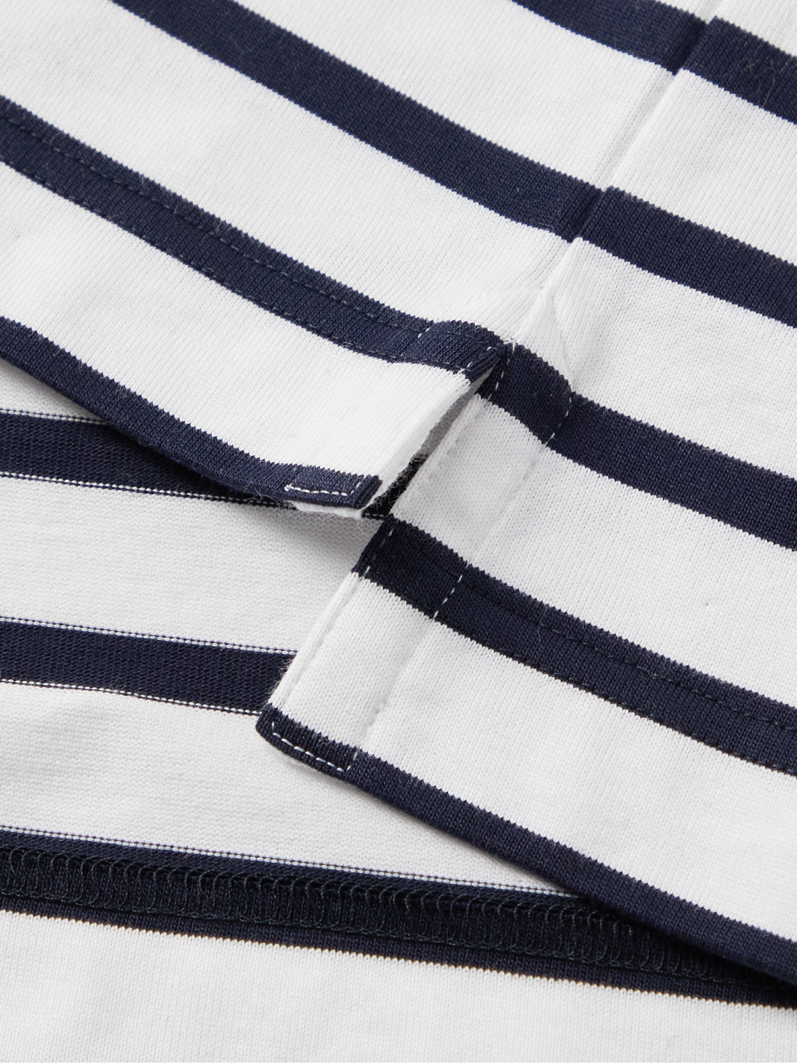 Shop Loro Piana Striped Cotton-jersey T-shirt In Blue