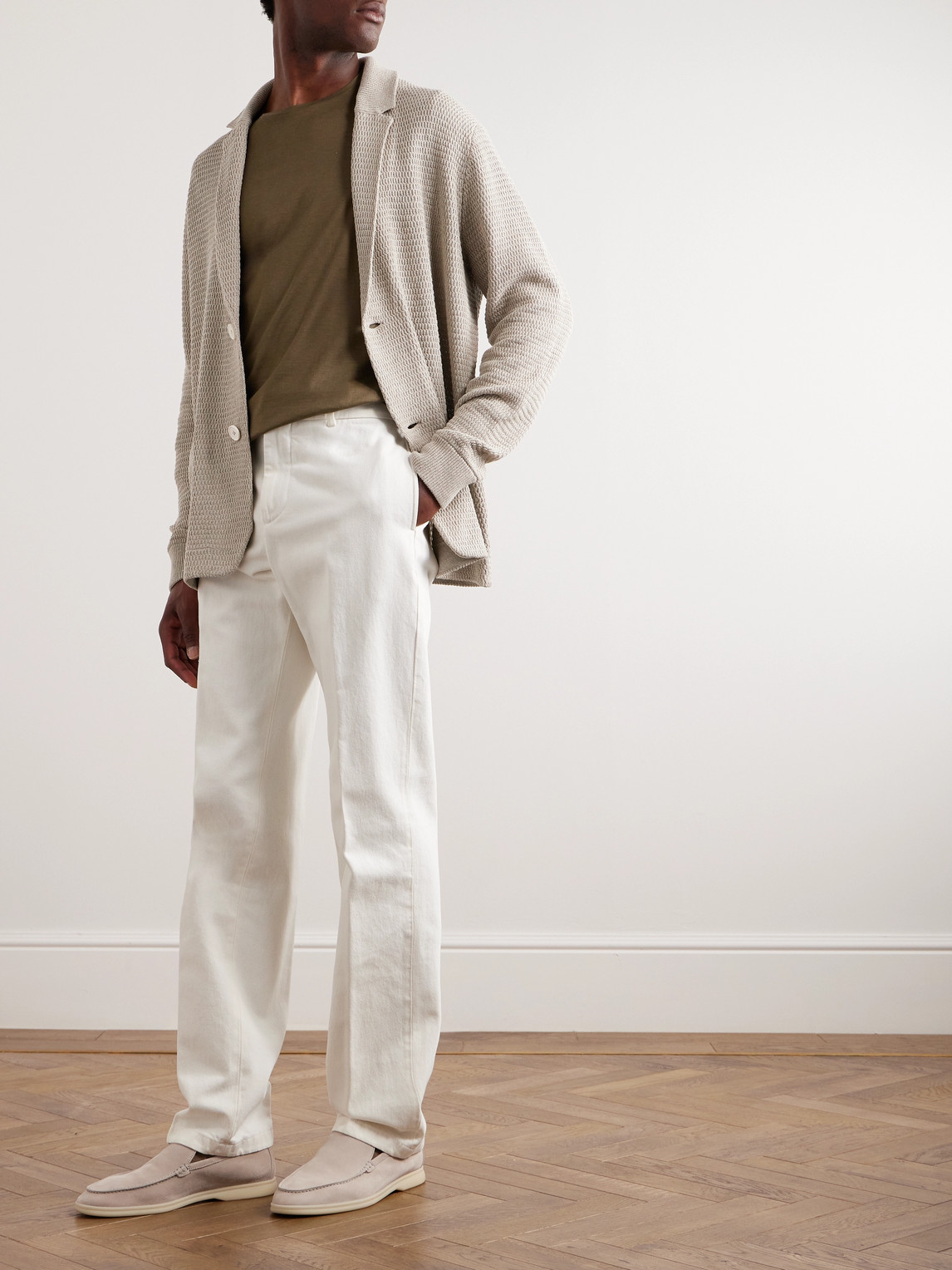 Shop Loro Piana Silk And Linen-blend Cardigan In Neutrals
