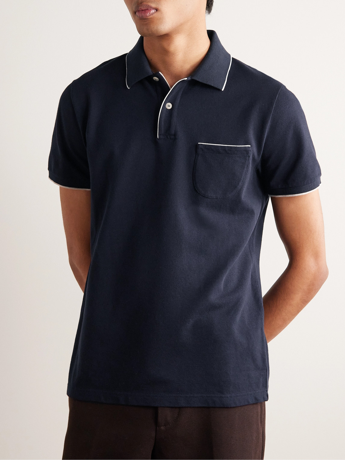 Shop Loro Piana Regatta Stretch-cotton Piqué Polo Shirt In Blue