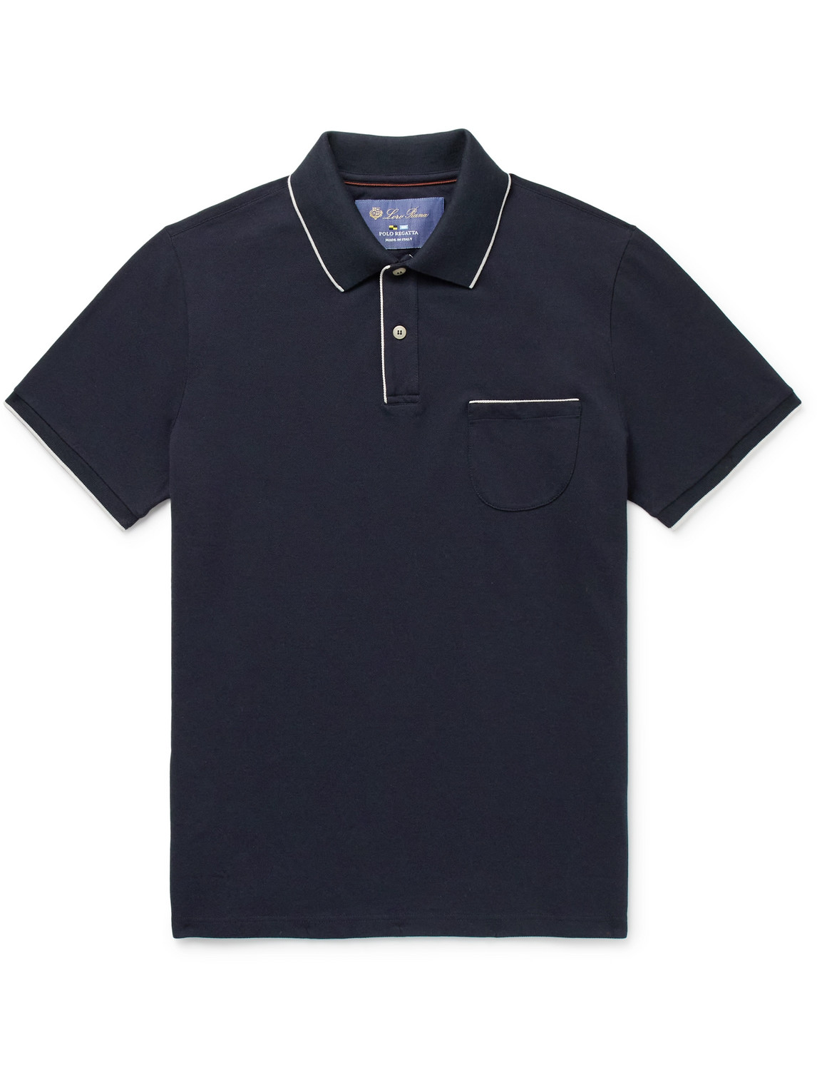Loro Piana Regatta Stretch-cotton Piqué Polo Shirt In Blue