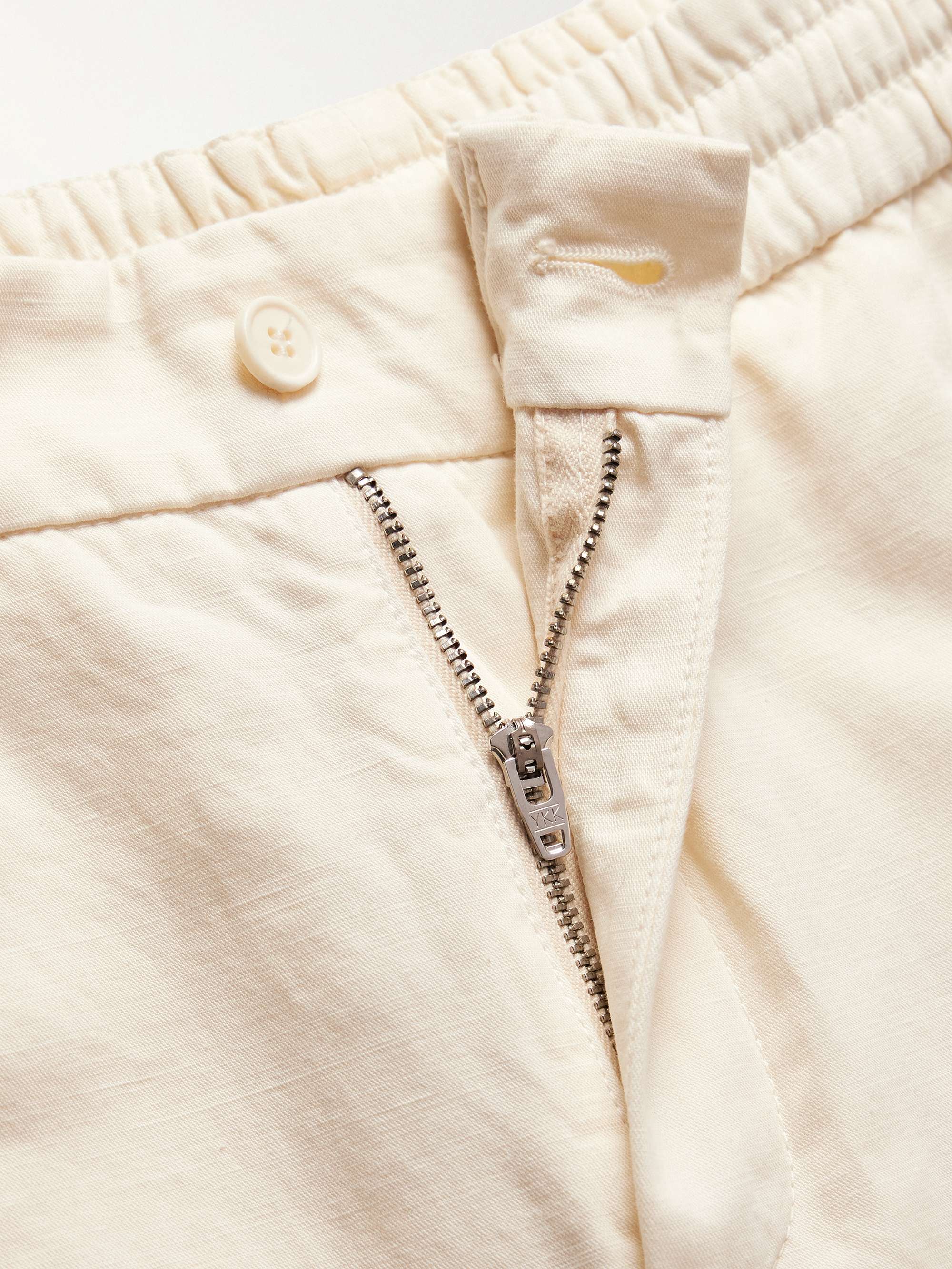 LORO PIANA Straight-Leg Pleated Cotton and Linen-Blend Trousers