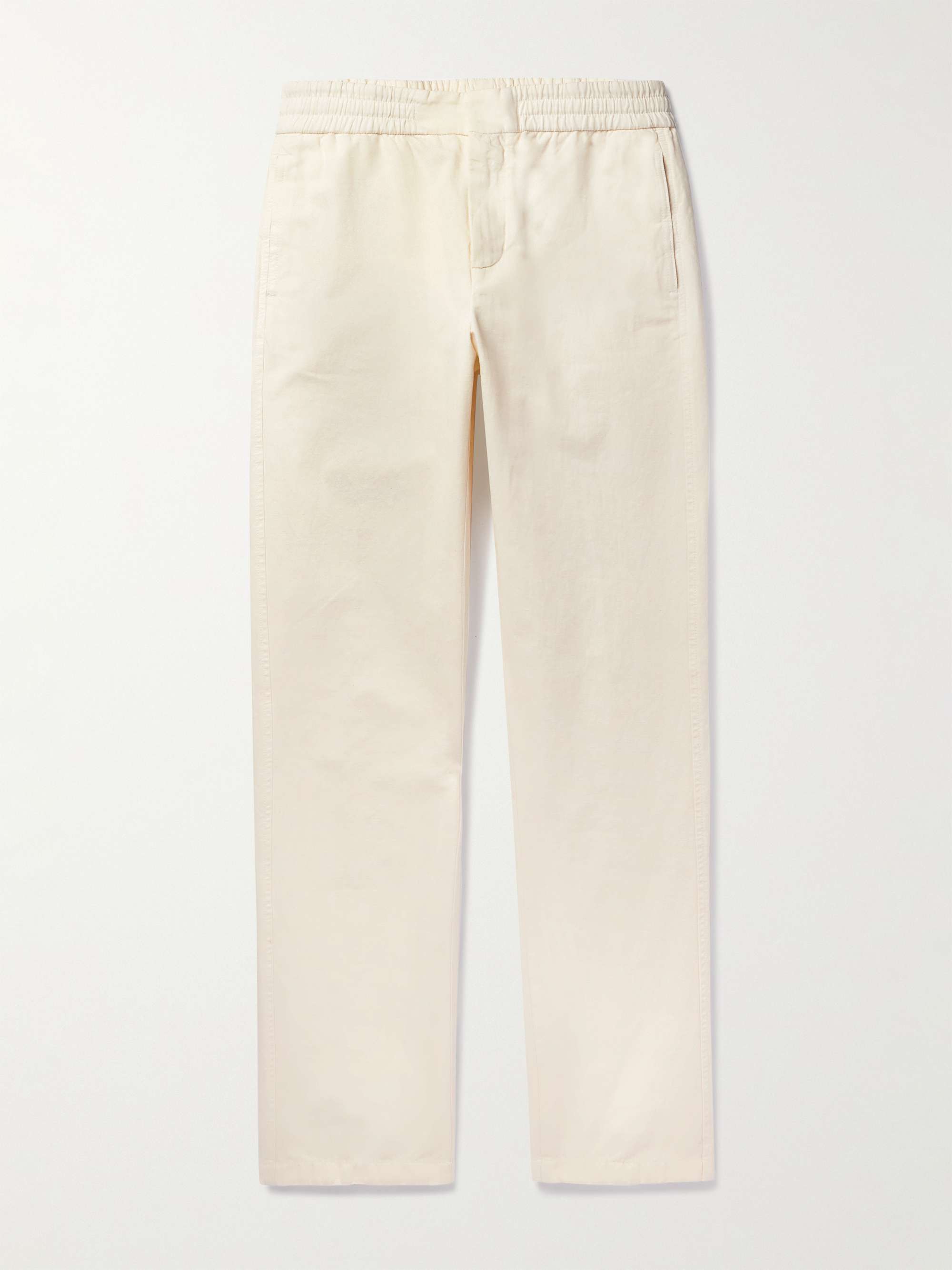 LORO PIANA Straight-Leg Pleated Cotton and Linen-Blend Trousers for Men