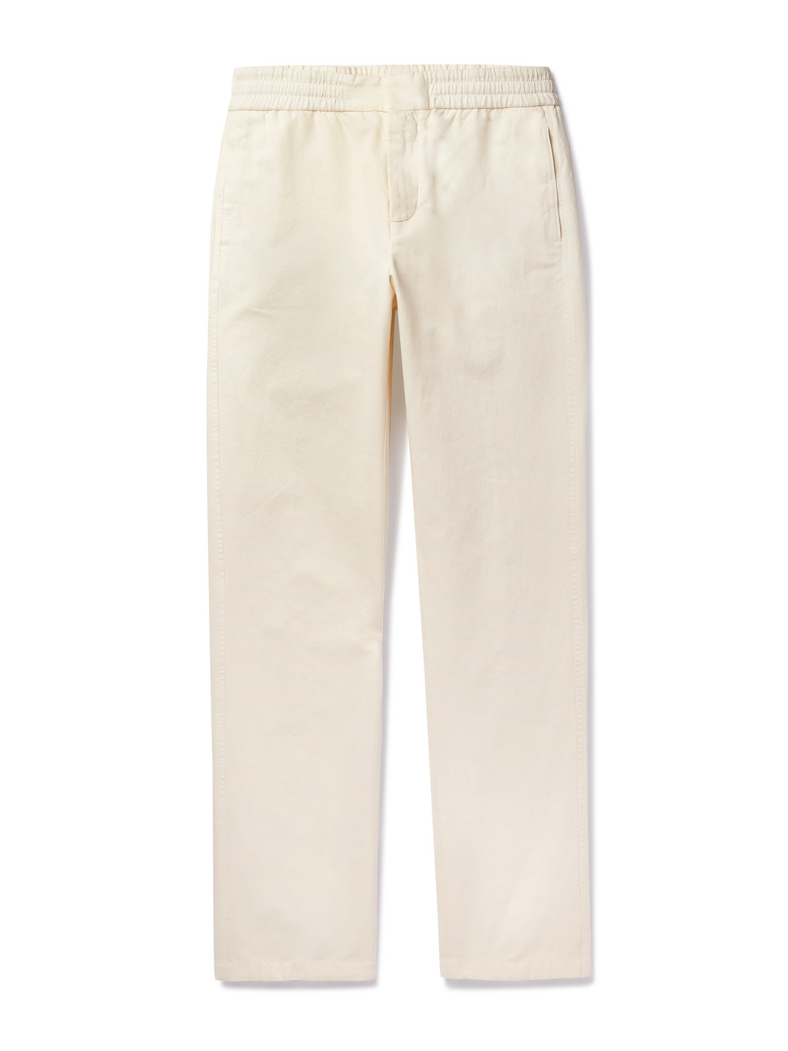 Loro Piana Straight-leg Pleated Cotton And Linen-blend Trousers In White