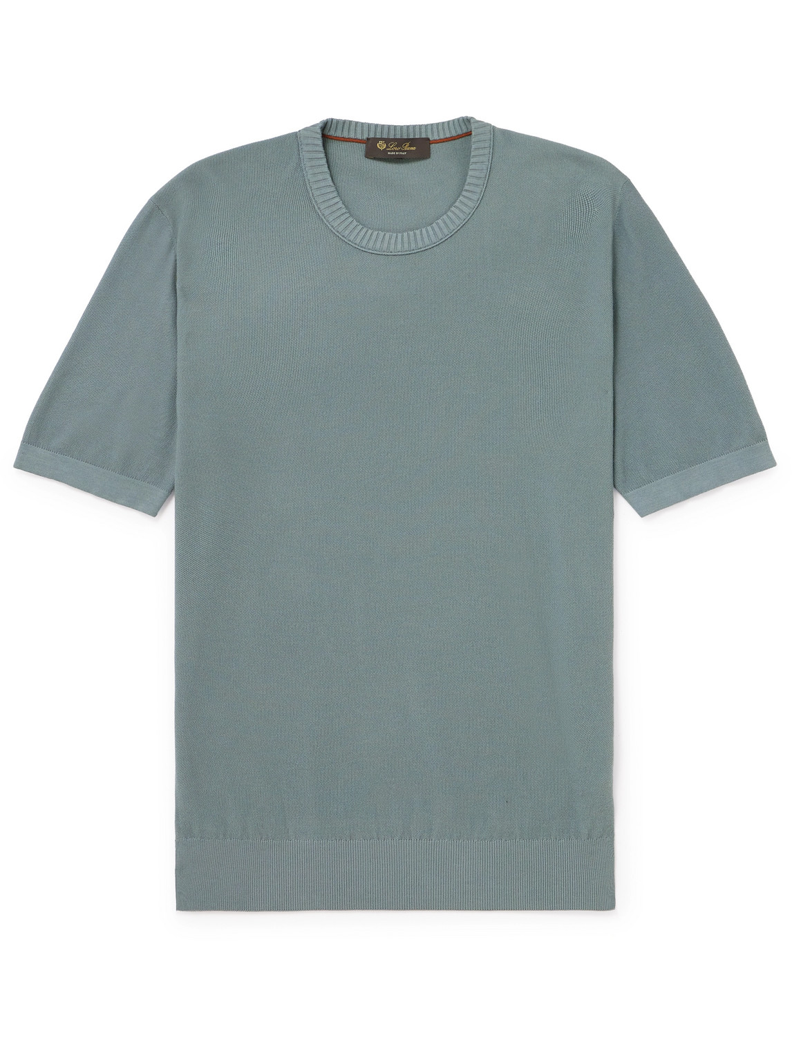 Loro Piana Slim-fit Cotton And Silk-blend Piqué T-shirt In Blue