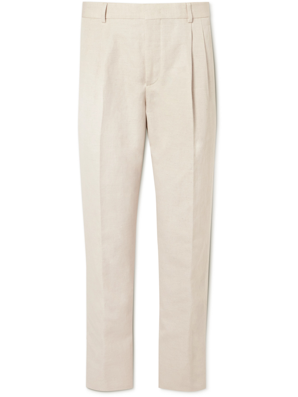 Loro Piana - Straight-Leg Pleated Cotton and Linen-Blend Trousers - Men - Neutrals - IT 58