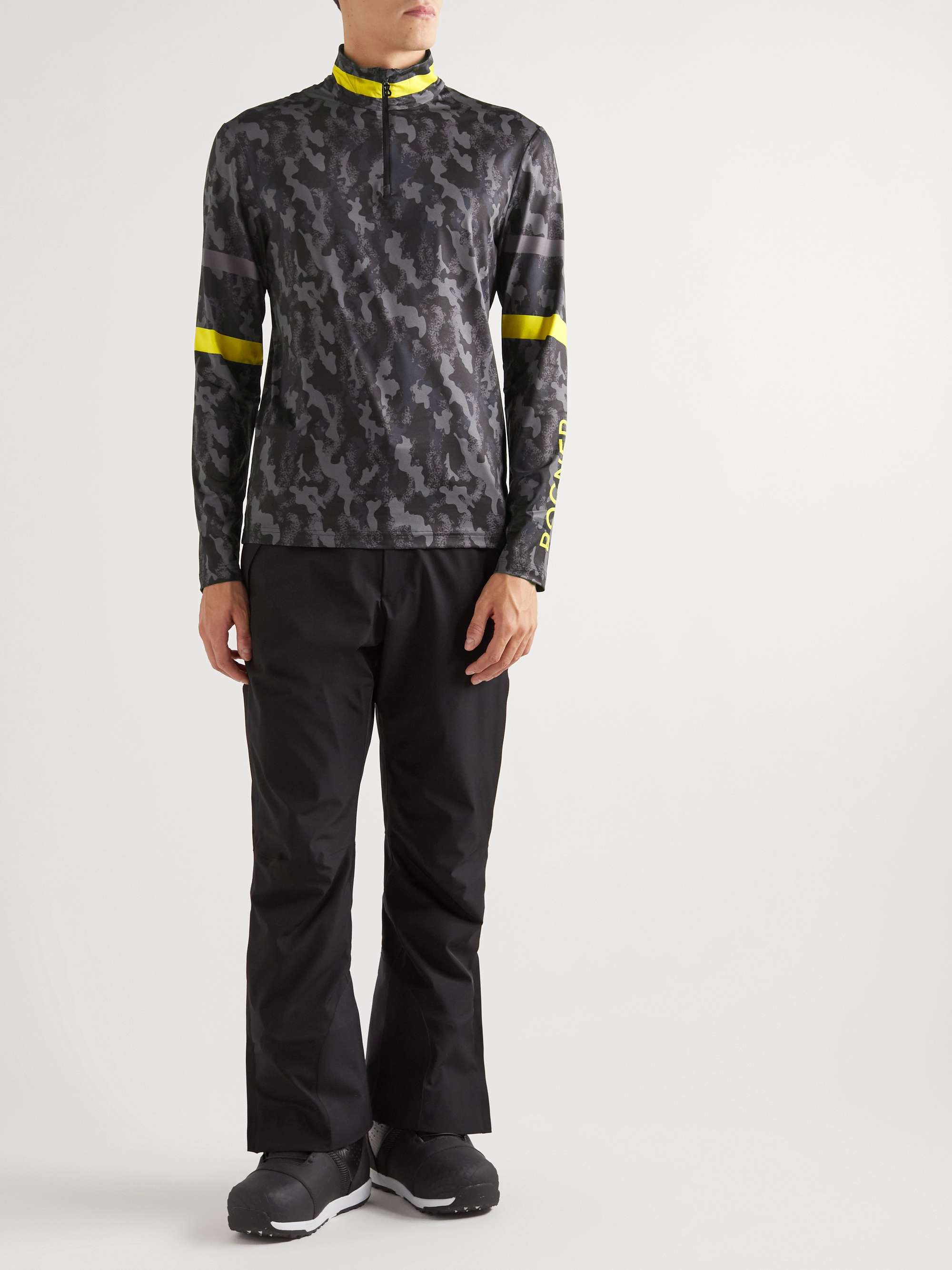 BOGNER Verti Striped Camouflage-Print Tech-Jersey Half-Zip Base Layer