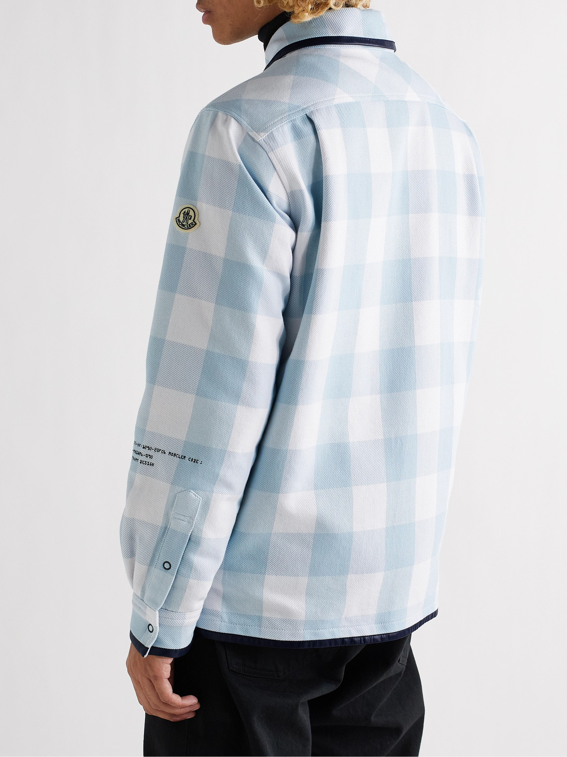 Shop Moncler Genius 7 Moncler Frgmt Hiroshi Fujiwara Checked Cotton Down Shirt Jacket In Blue