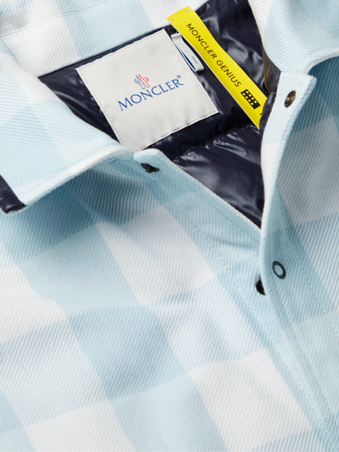Shop Moncler Genius 7 Moncler Frgmt Hiroshi Fujiwara Checked Cotton Down Shirt Jacket In Blue
