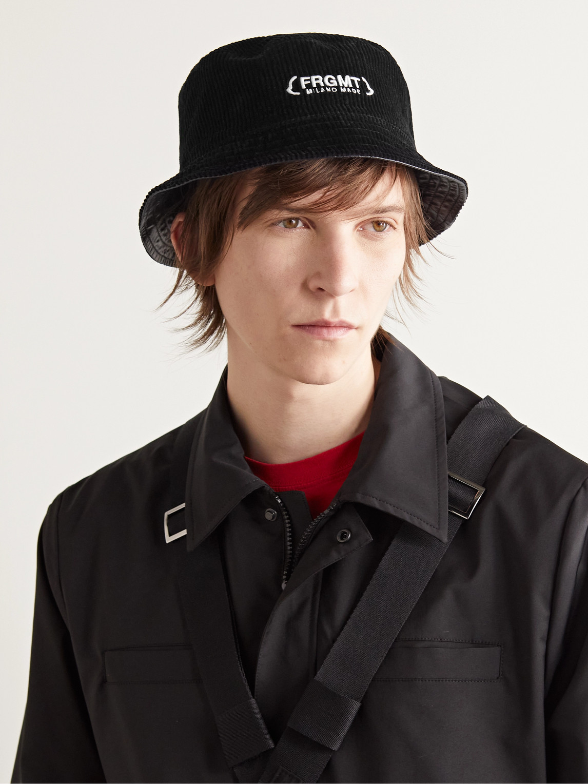 Shop Moncler Genius 7 Moncler Frgmt Hiroshi Fujiwara Reversible Cotton-corduroy And Shell Bucket Hat In Black