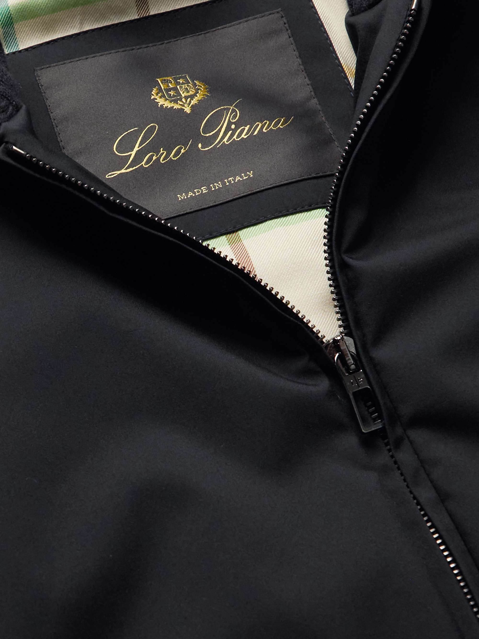 LORO PIANA Wallace Panelled Storm System® Nylon and Cashmere Hooded Bomber Jacket