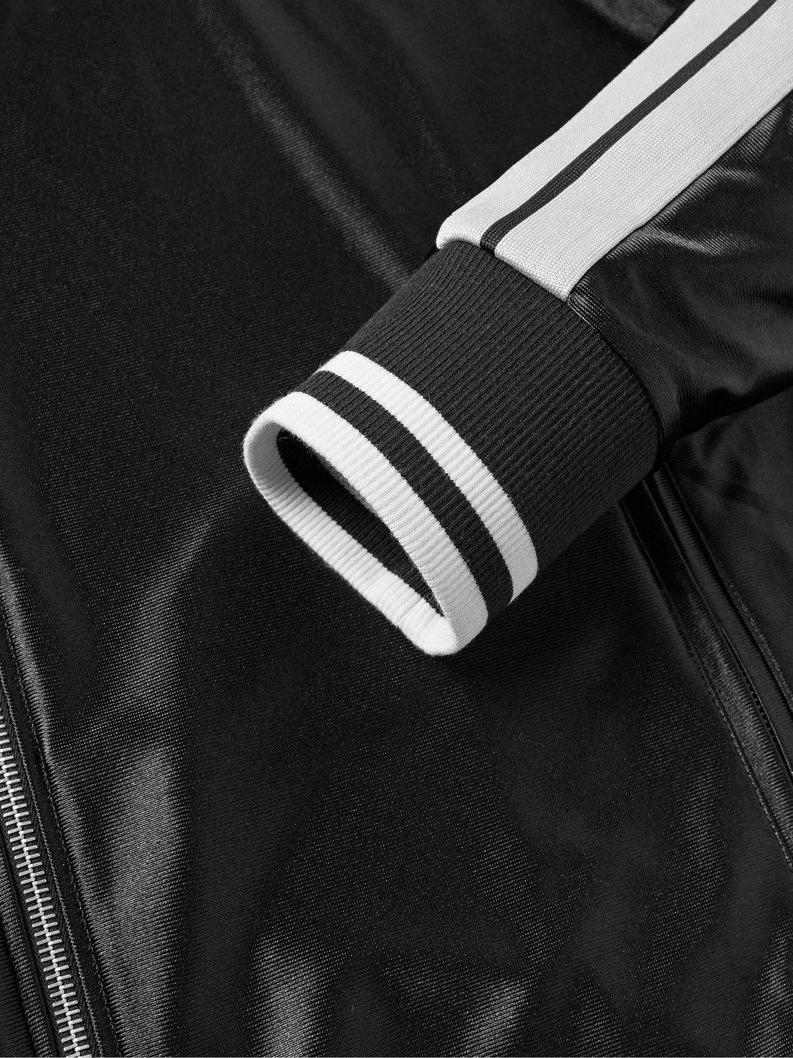 Shop Moncler Genius 8 Palm Angels Logo-appliquéd Striped Satin-jersey Track Jacket In Black
