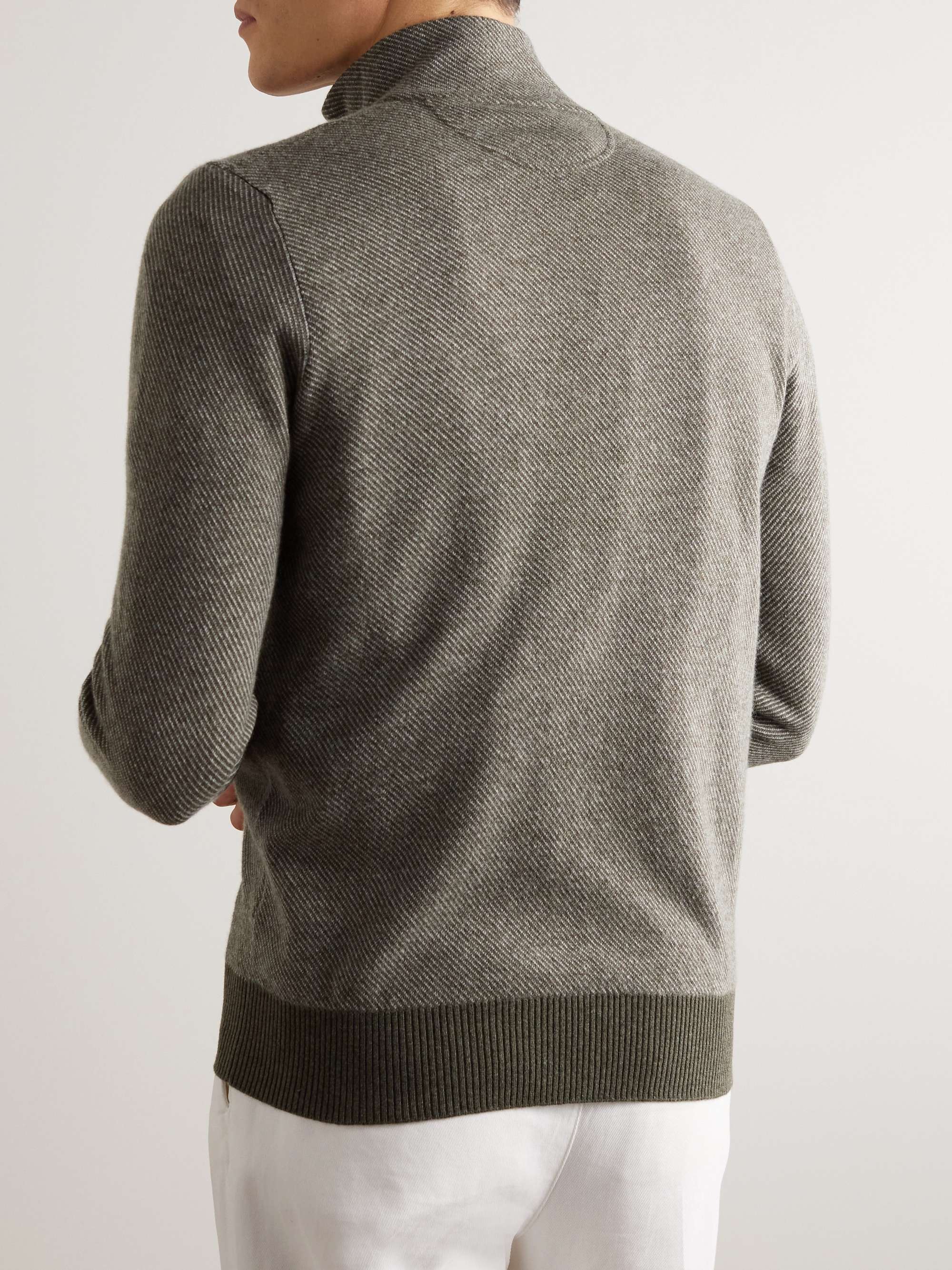 LORO PIANA Roadster Striped Cashmere Half-Zip Sweater