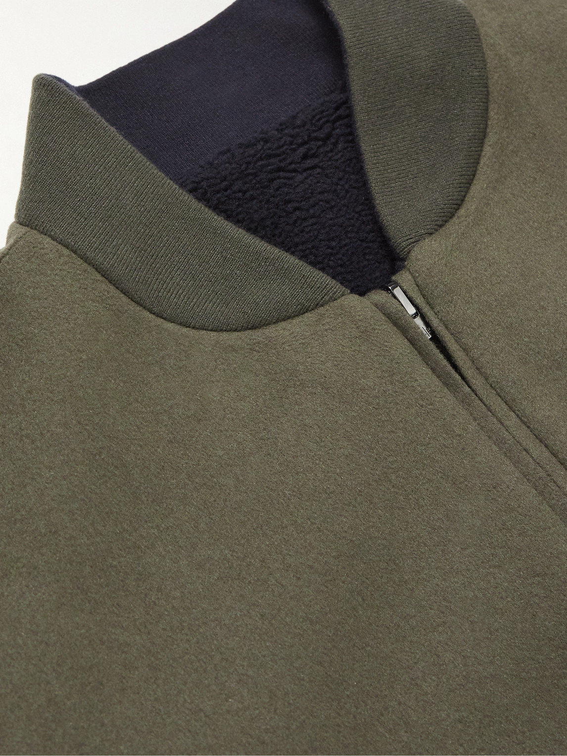 Shop Loro Piana Ivy Reversible Fleece-lined Cashmere Bomber Jacket In Green