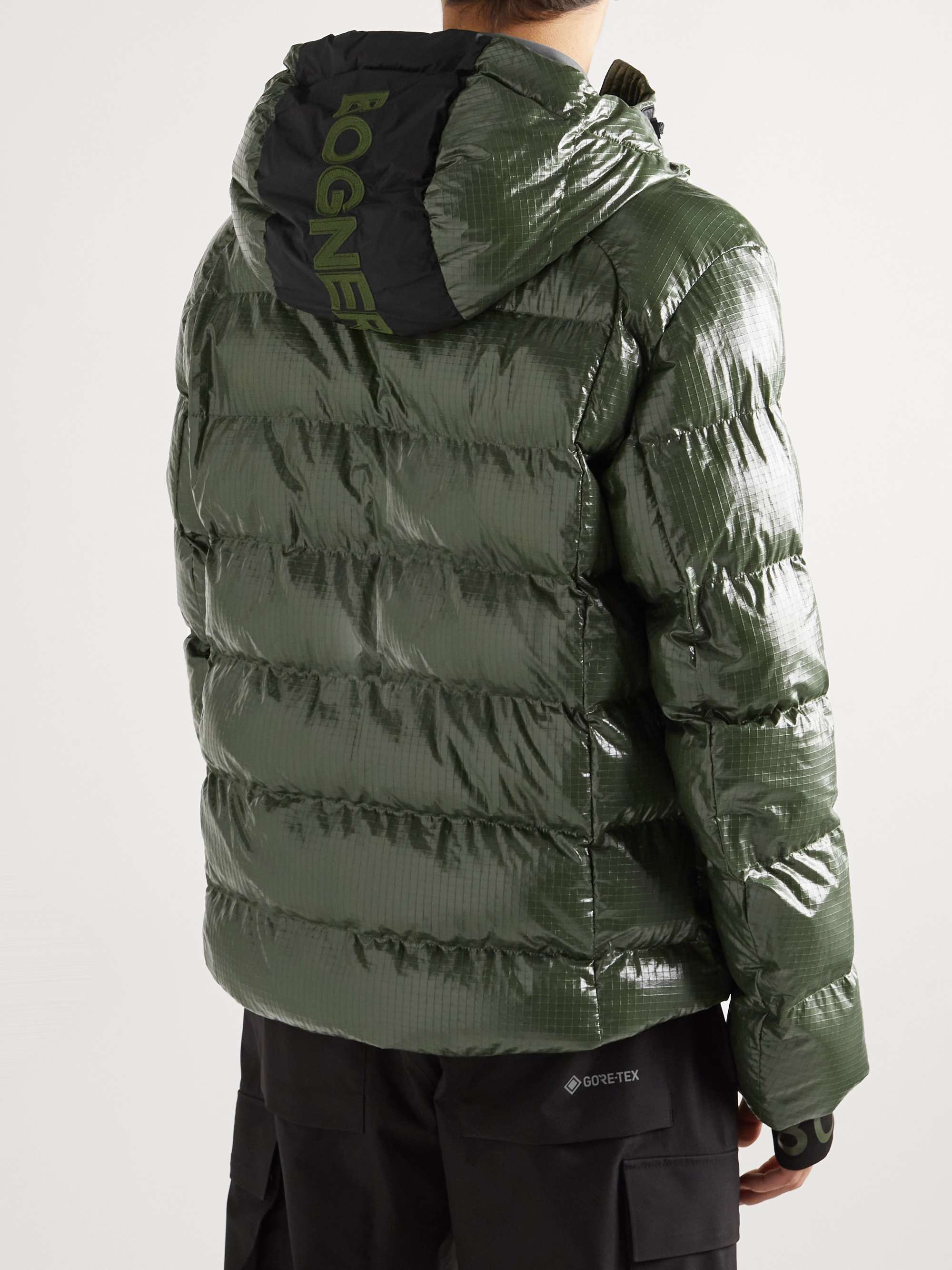 BOGNER Nelo Padded Shell-Trimmed Lacquered-Ripstop Hooded Ski Jacket