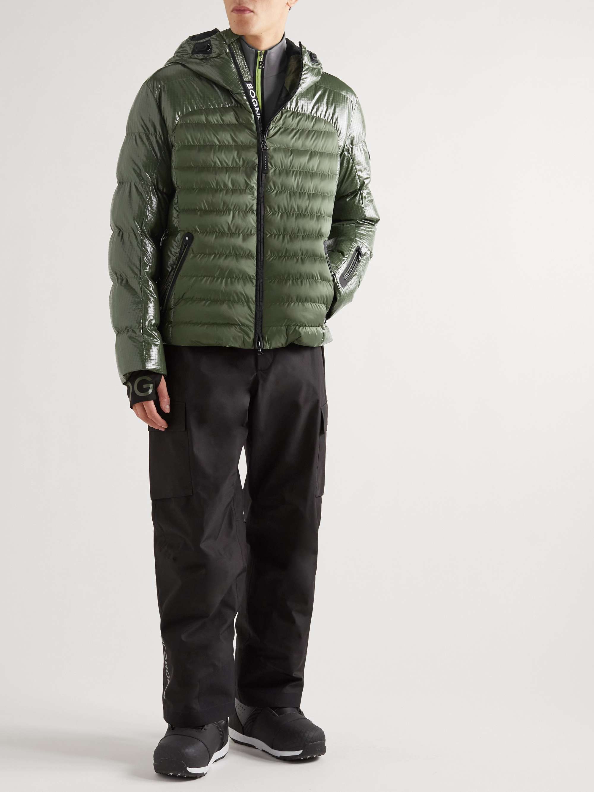 BOGNER Nelo Padded Shell-Trimmed Lacquered-Ripstop Hooded Ski Jacket