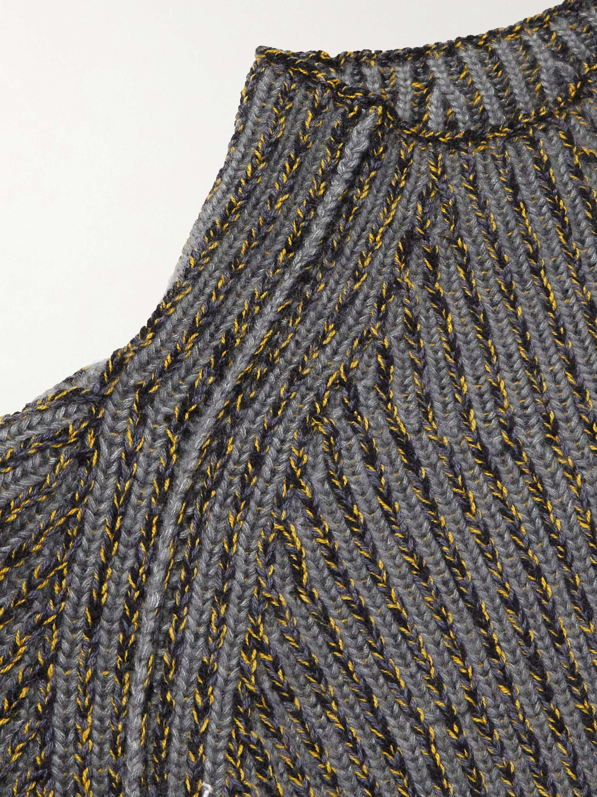 LORO PIANA Snow Wander Ribbed Cashmere and Silk-Blend Mock-Neck Sweater