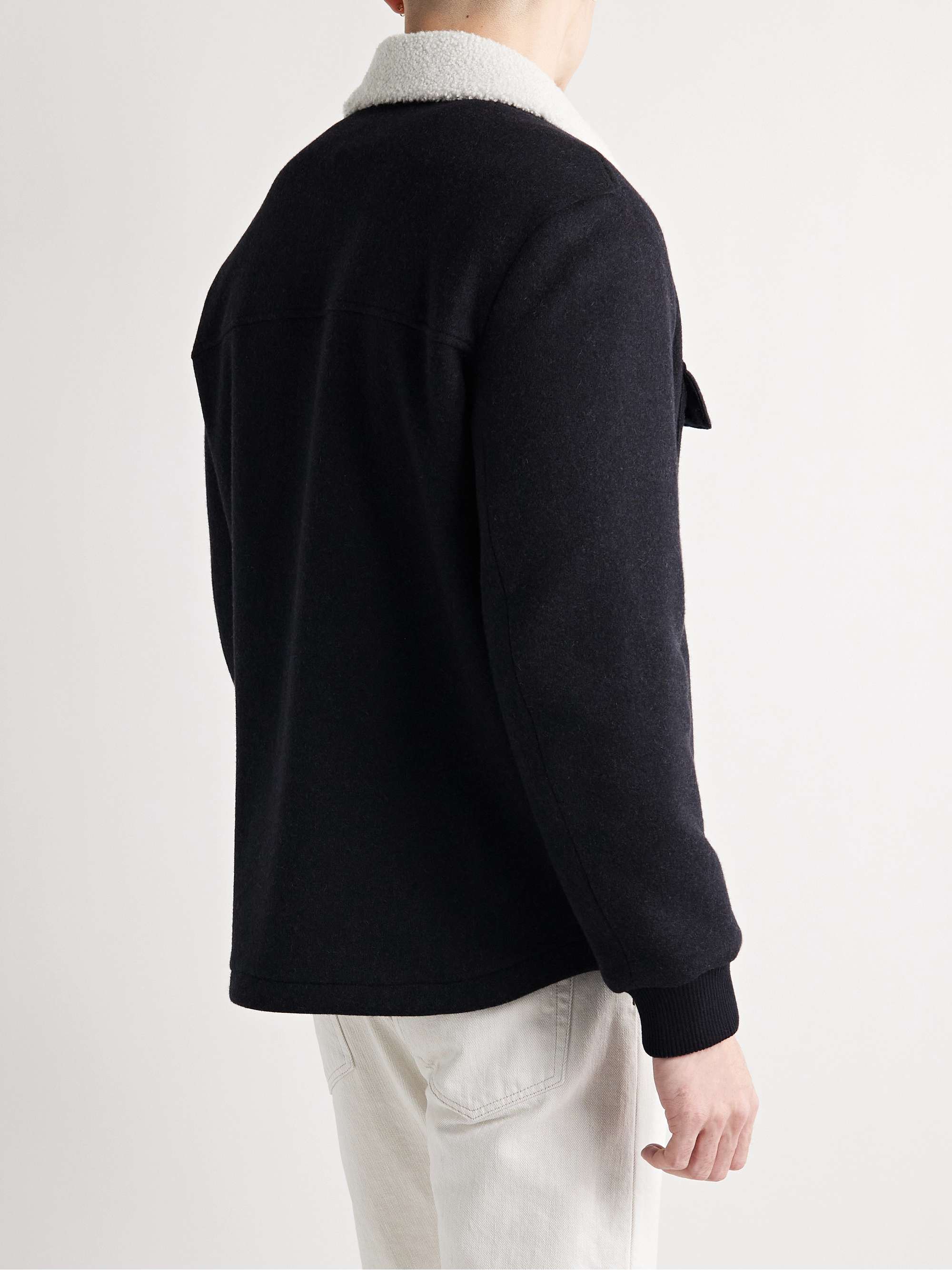LORO PIANA Suede-Trimmed Shearling-Lined Cashmere-Blend Shirt Jacket