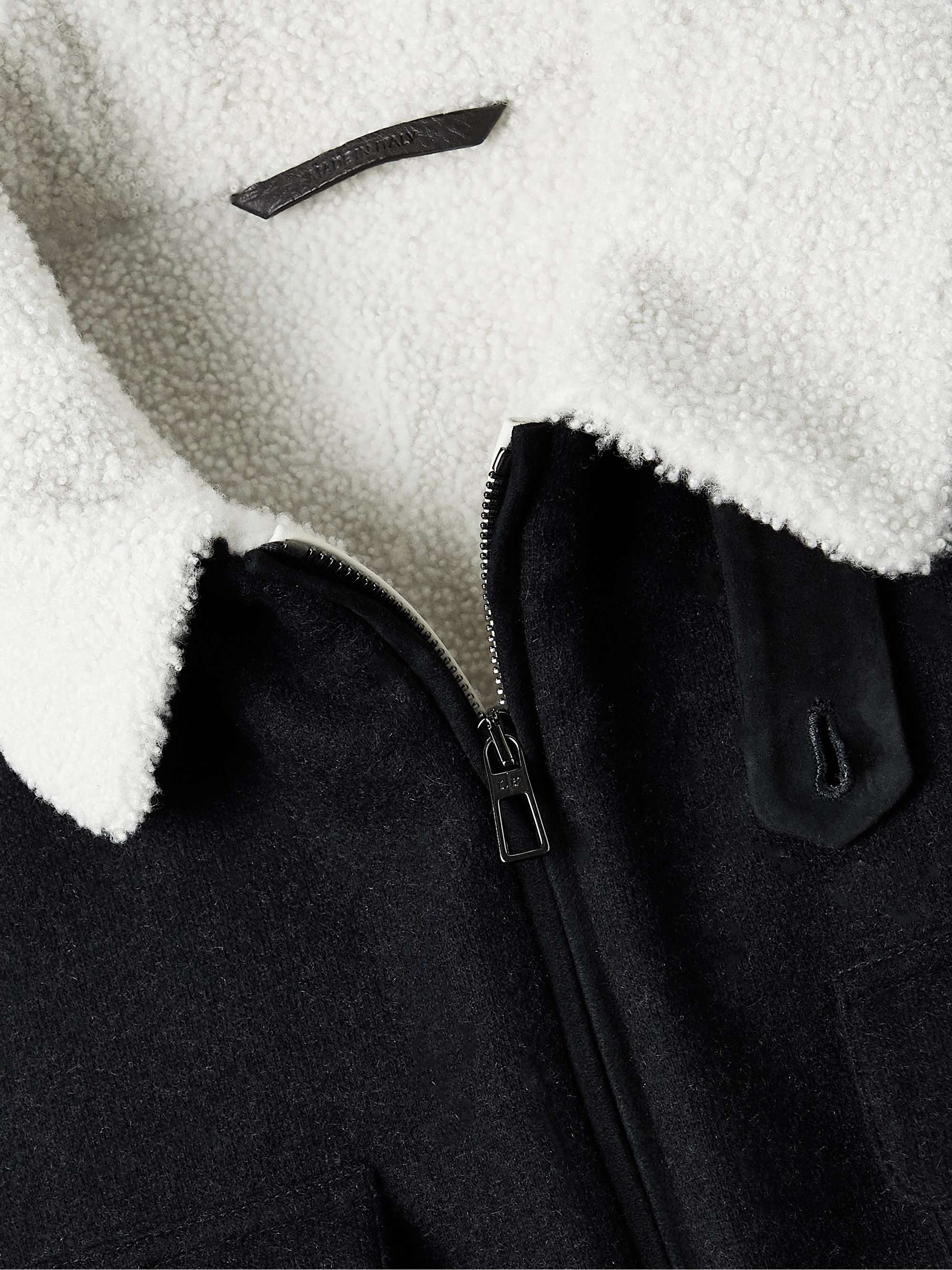 LORO PIANA Suede-Trimmed Shearling-Lined Cashmere-Blend Shirt Jacket