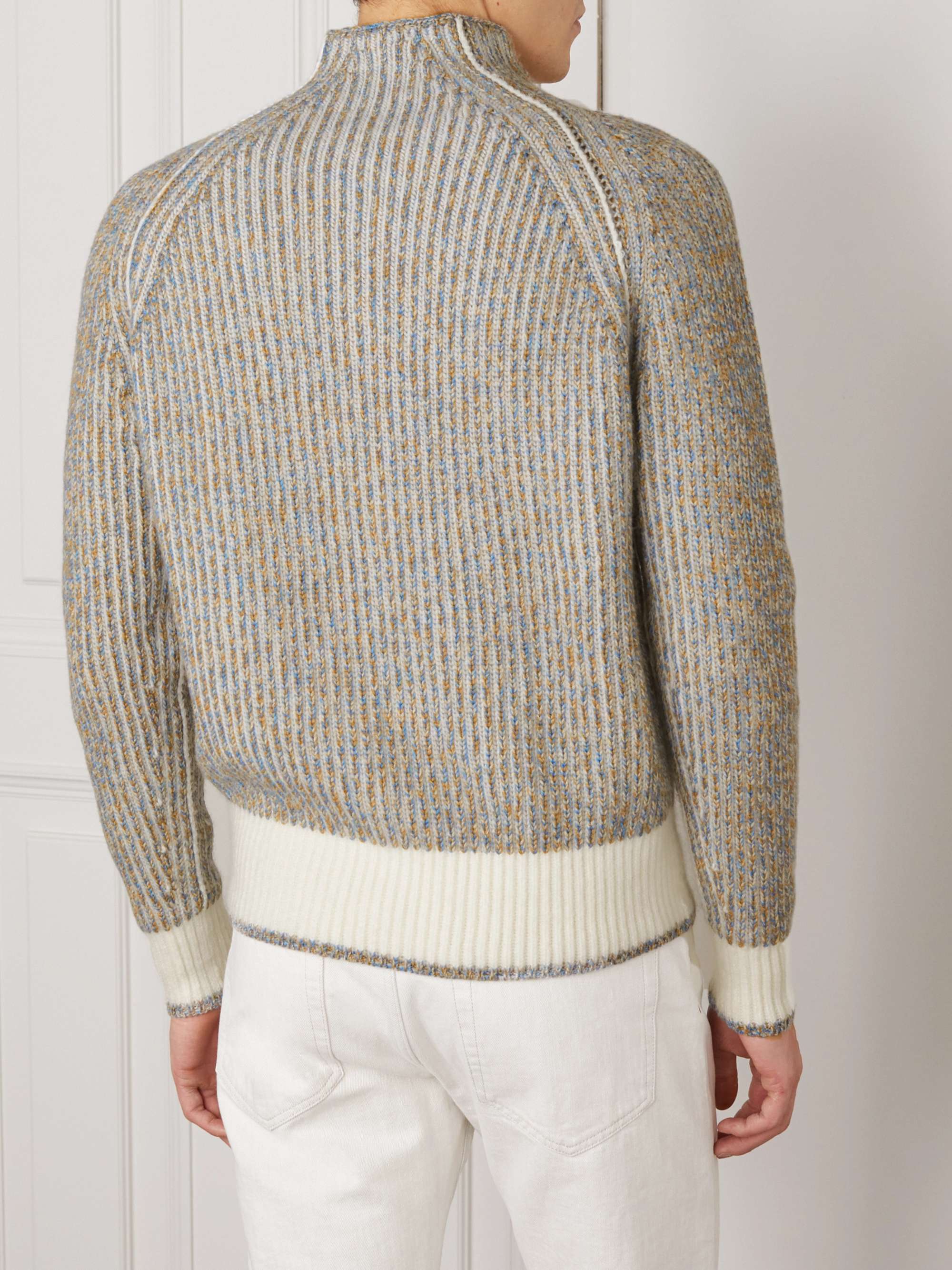 LORO PIANA Snow Wander Ribbed Cashmere and Silk-Blend Mock-Neck Sweater
