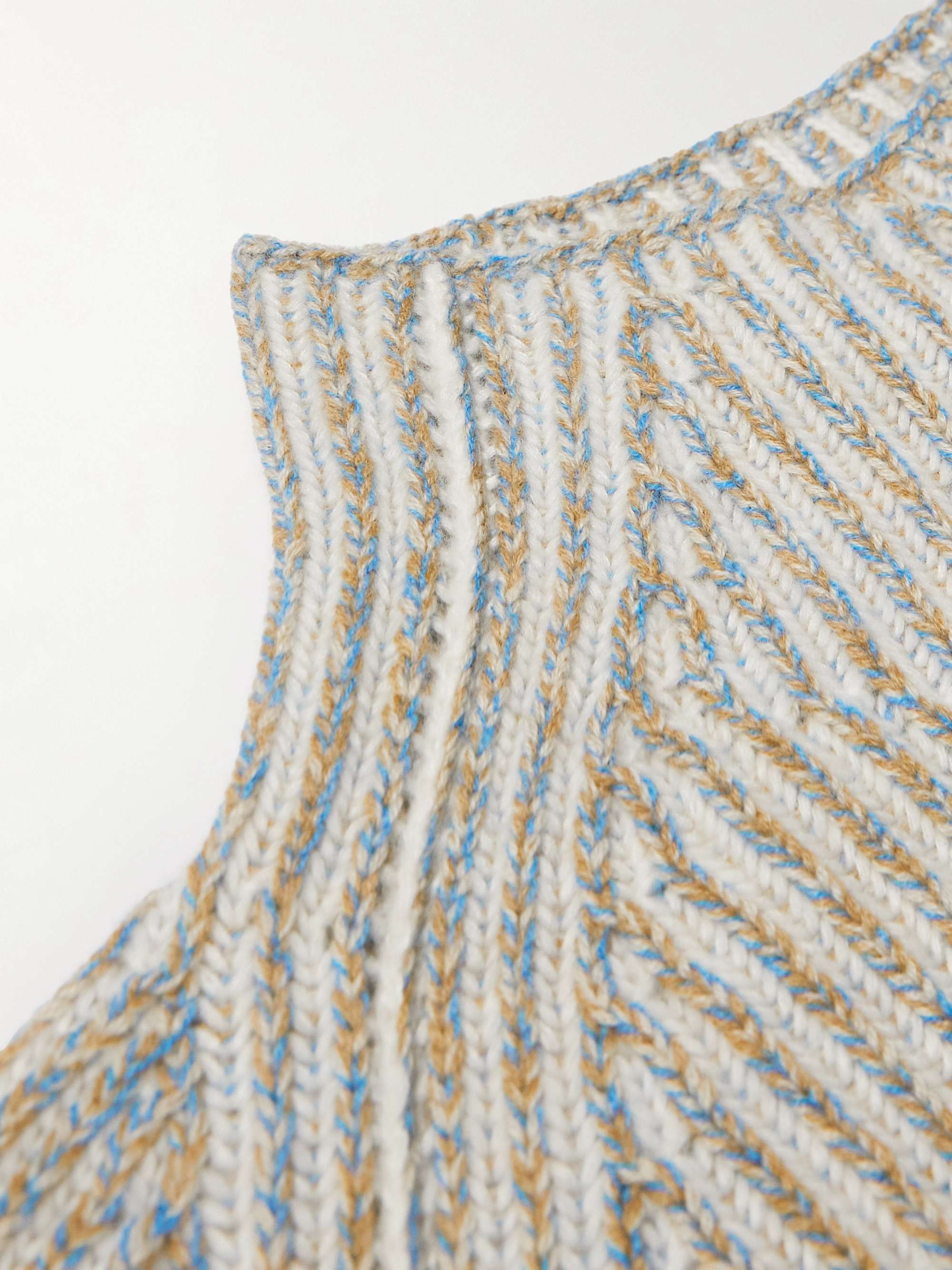 LORO PIANA Snow Wander Ribbed Cashmere and Silk-Blend Mock-Neck Sweater
