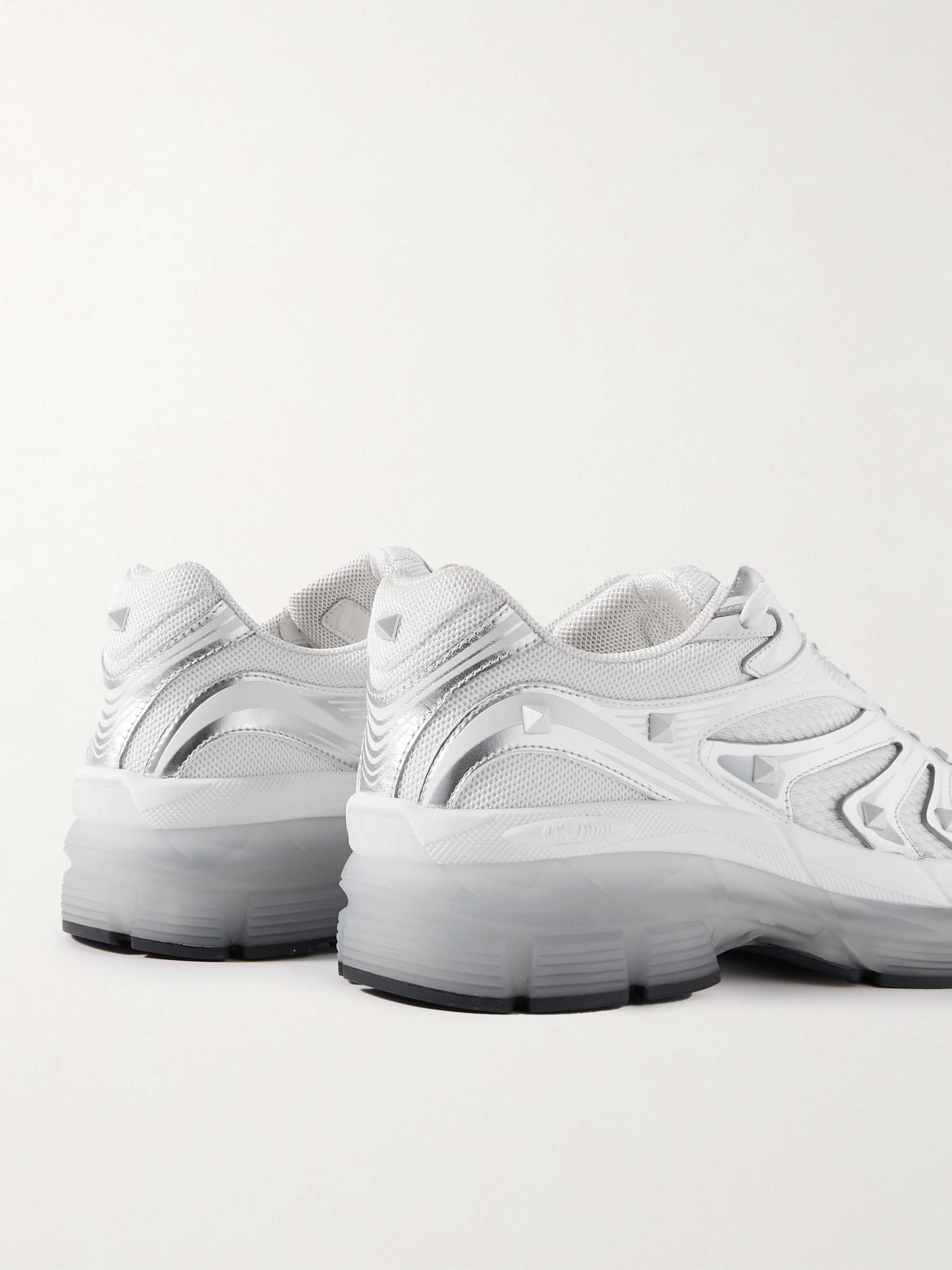 VALENTINO GARAVANI Valentino Garavani MS-2960 Studded Leather and Mesh Sneakers