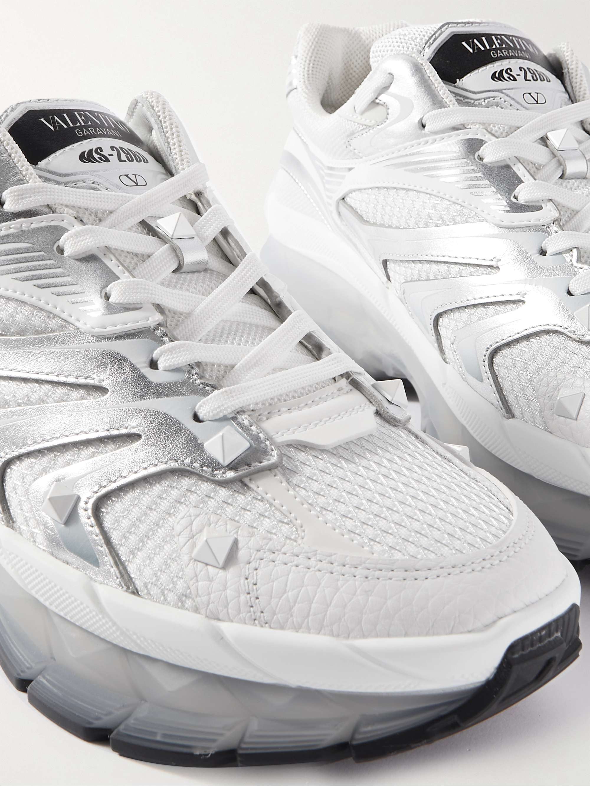 VALENTINO GARAVANI Valentino Garavani MS-2960 Studded Leather and Mesh Sneakers