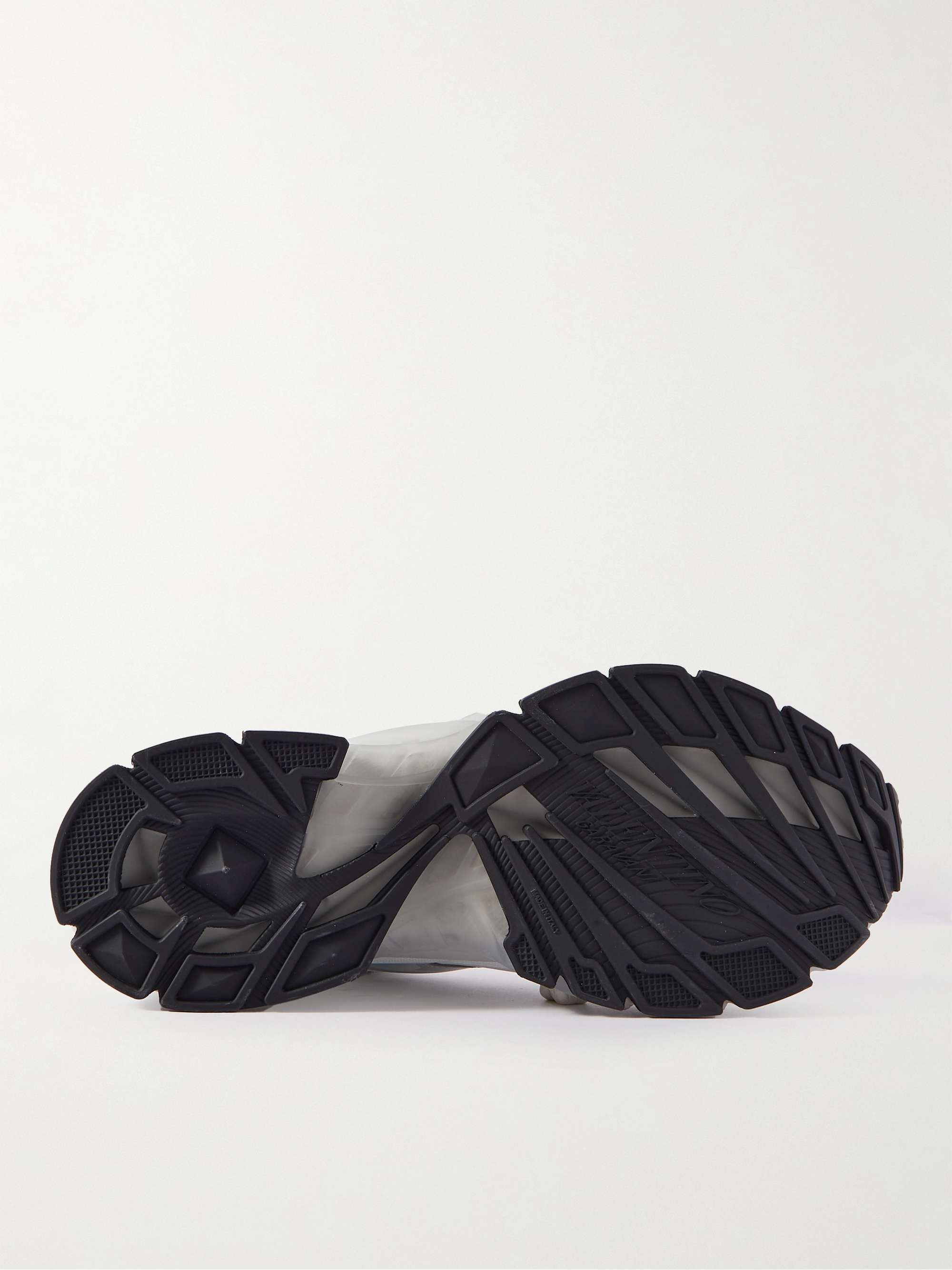VALENTINO GARAVANI Valentino Garavani MS-2960 Studded Leather and Mesh Sneakers