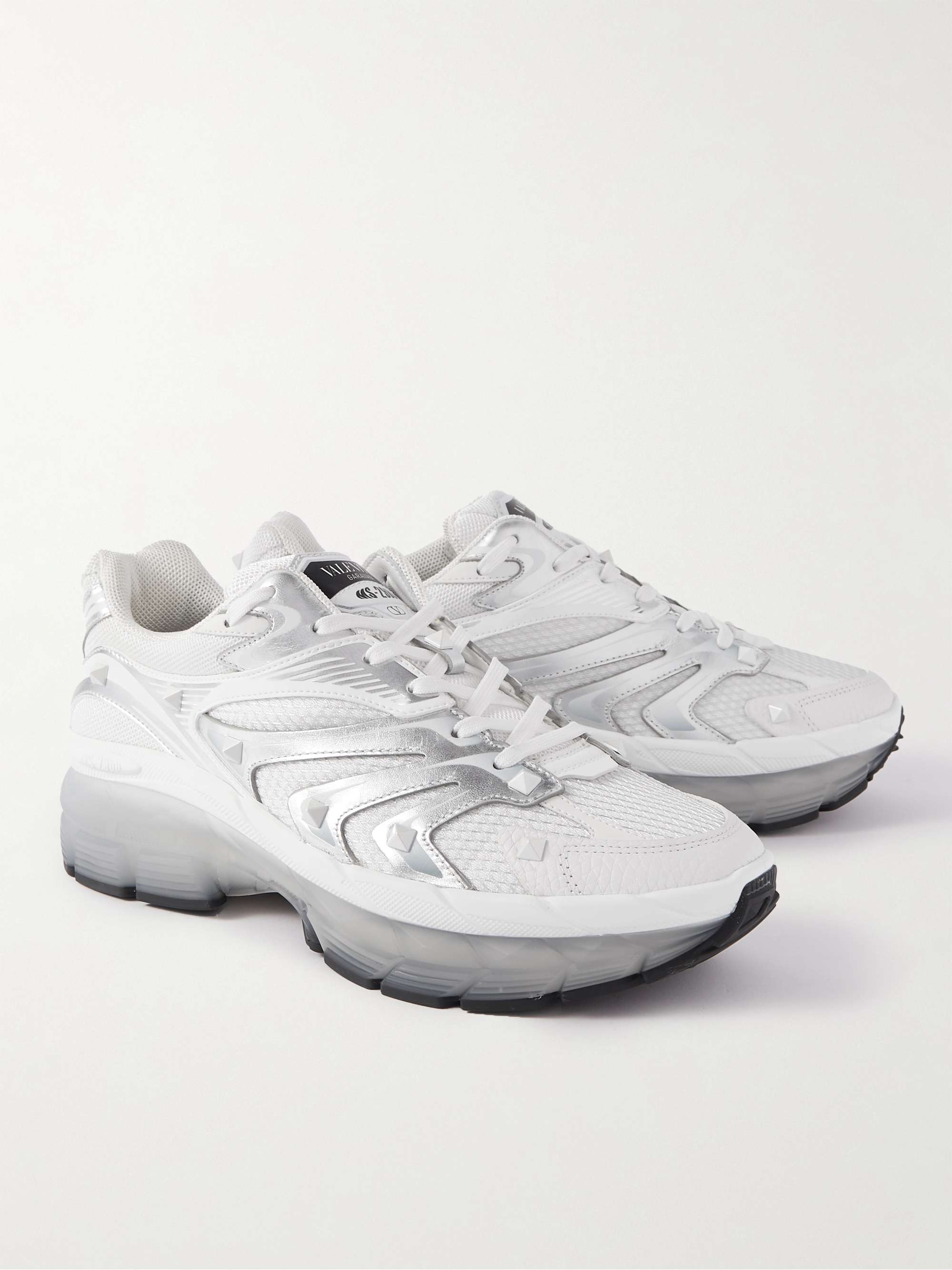 VALENTINO GARAVANI Valentino Garavani MS-2960 Studded Leather and Mesh Sneakers
