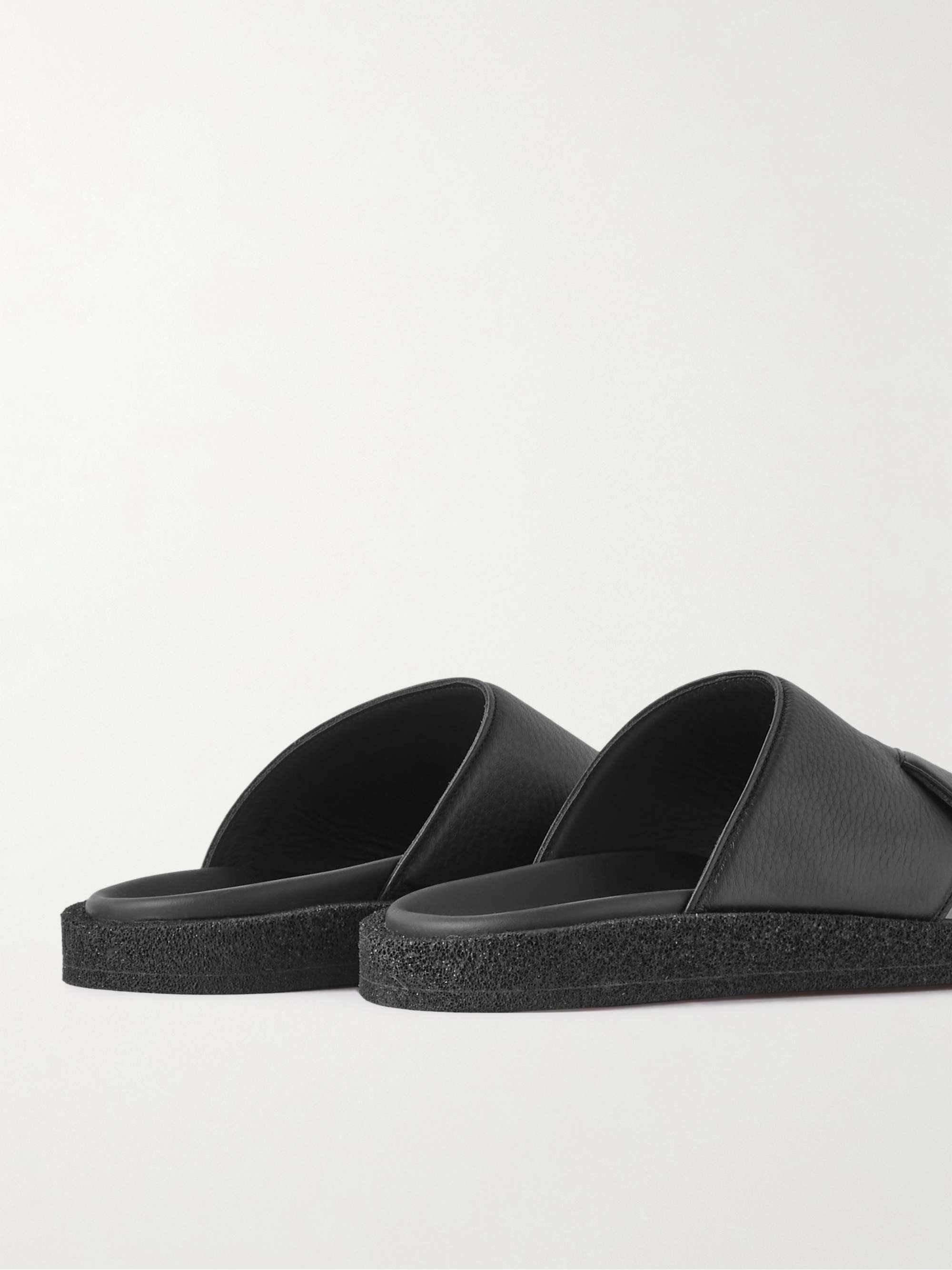 OFFICINE CREATIVE Rubber-Trimmed Full-Grain Leather Slides