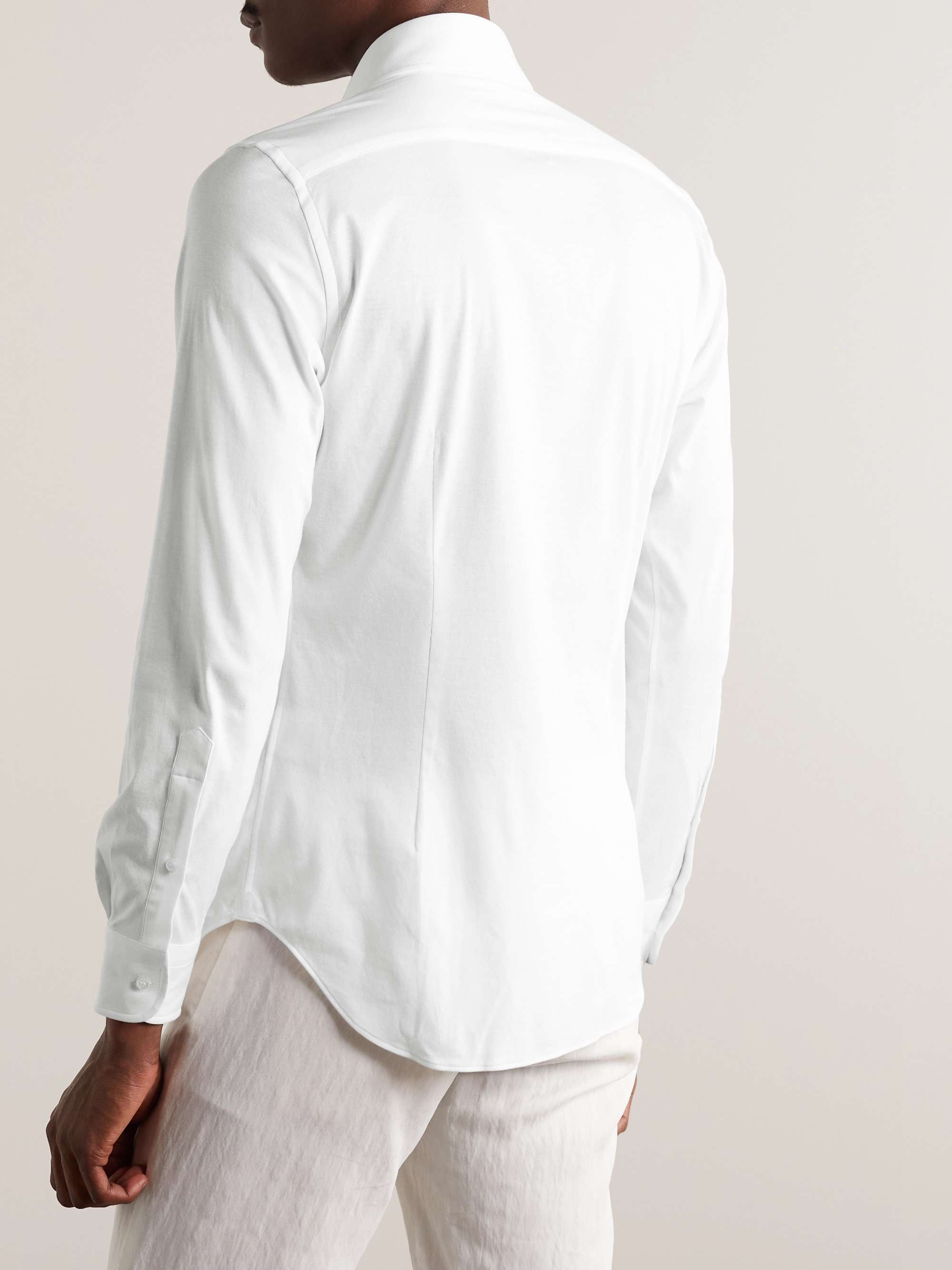 LORO PIANA Andrew Cutaway-Collar Slim-Fit Cotton-Jersey Shirt