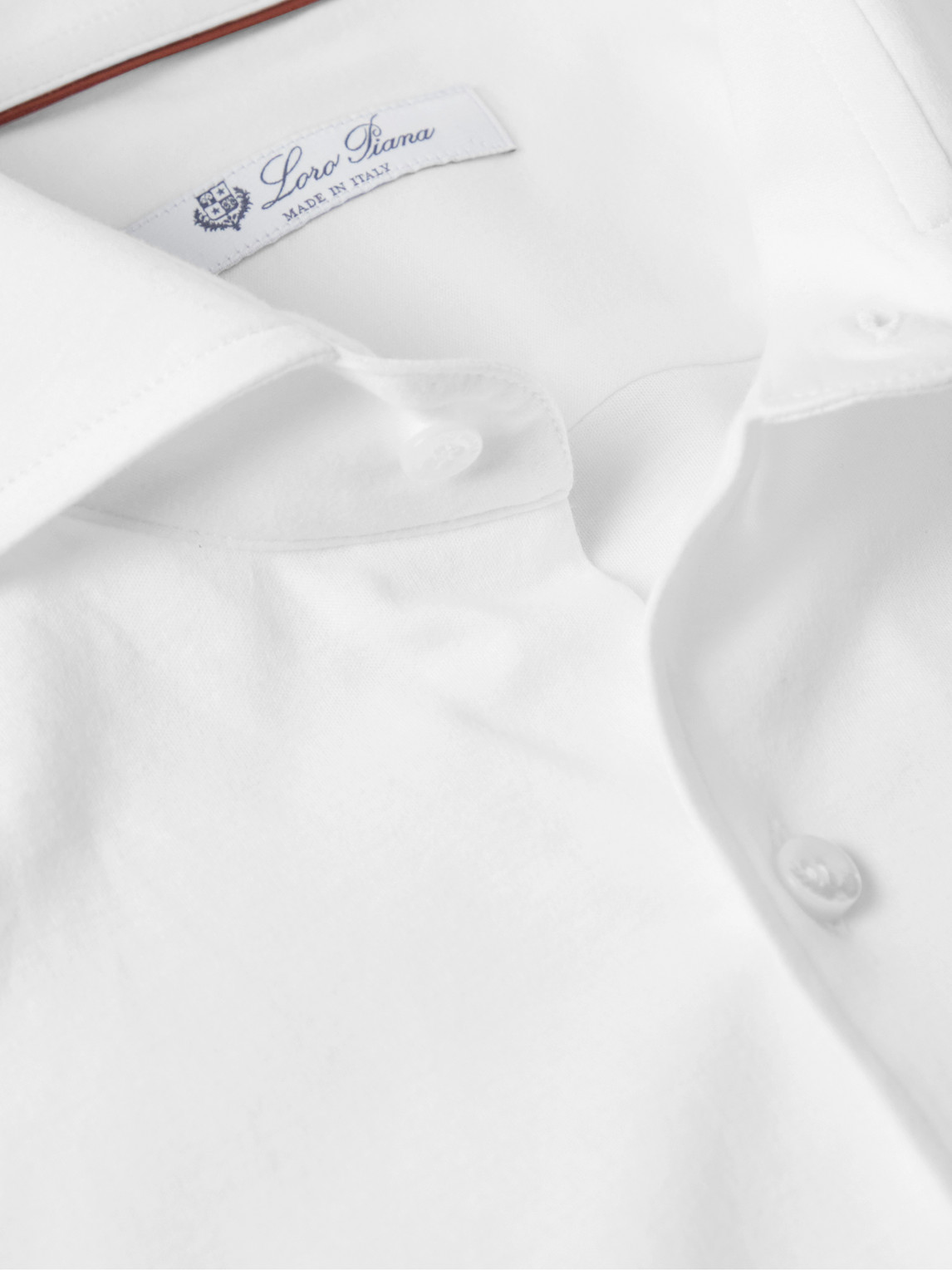 Shop Loro Piana Andrew Cutaway-collar Slim-fit Cotton-jersey Shirt In White
