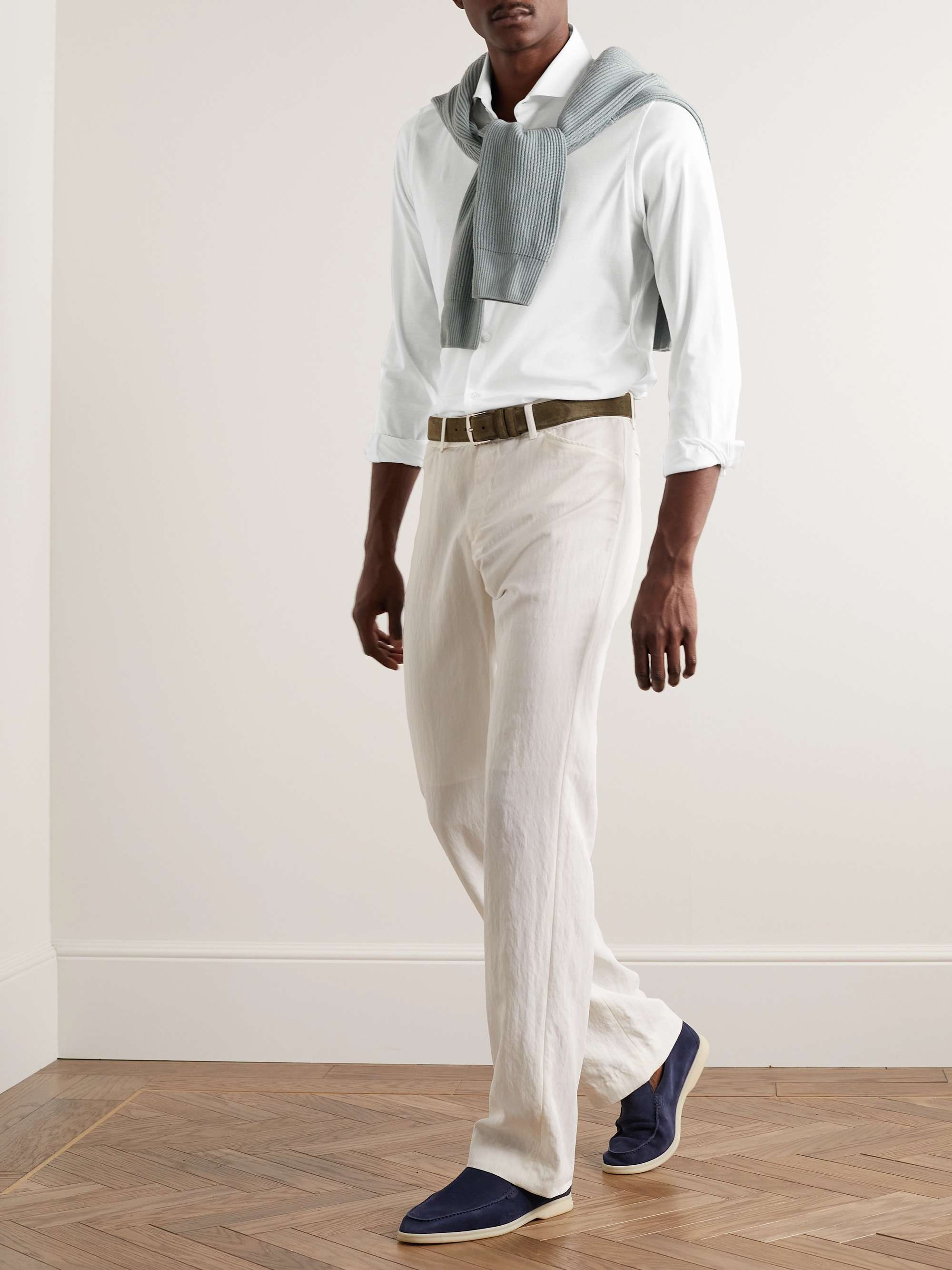 LORO PIANA Andrew Cutaway-Collar Slim-Fit Cotton-Jersey Shirt