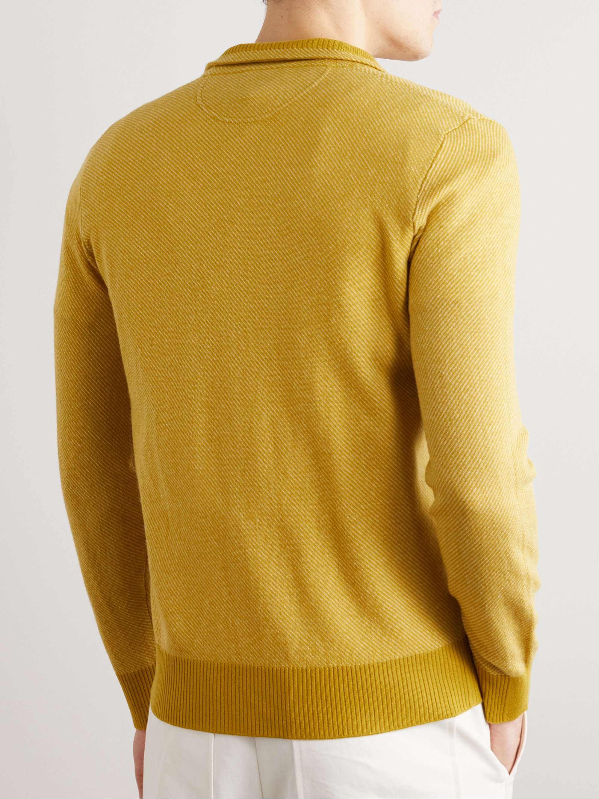 LORO PIANA Roadster Striped Cashmere Half-Zip Sweater