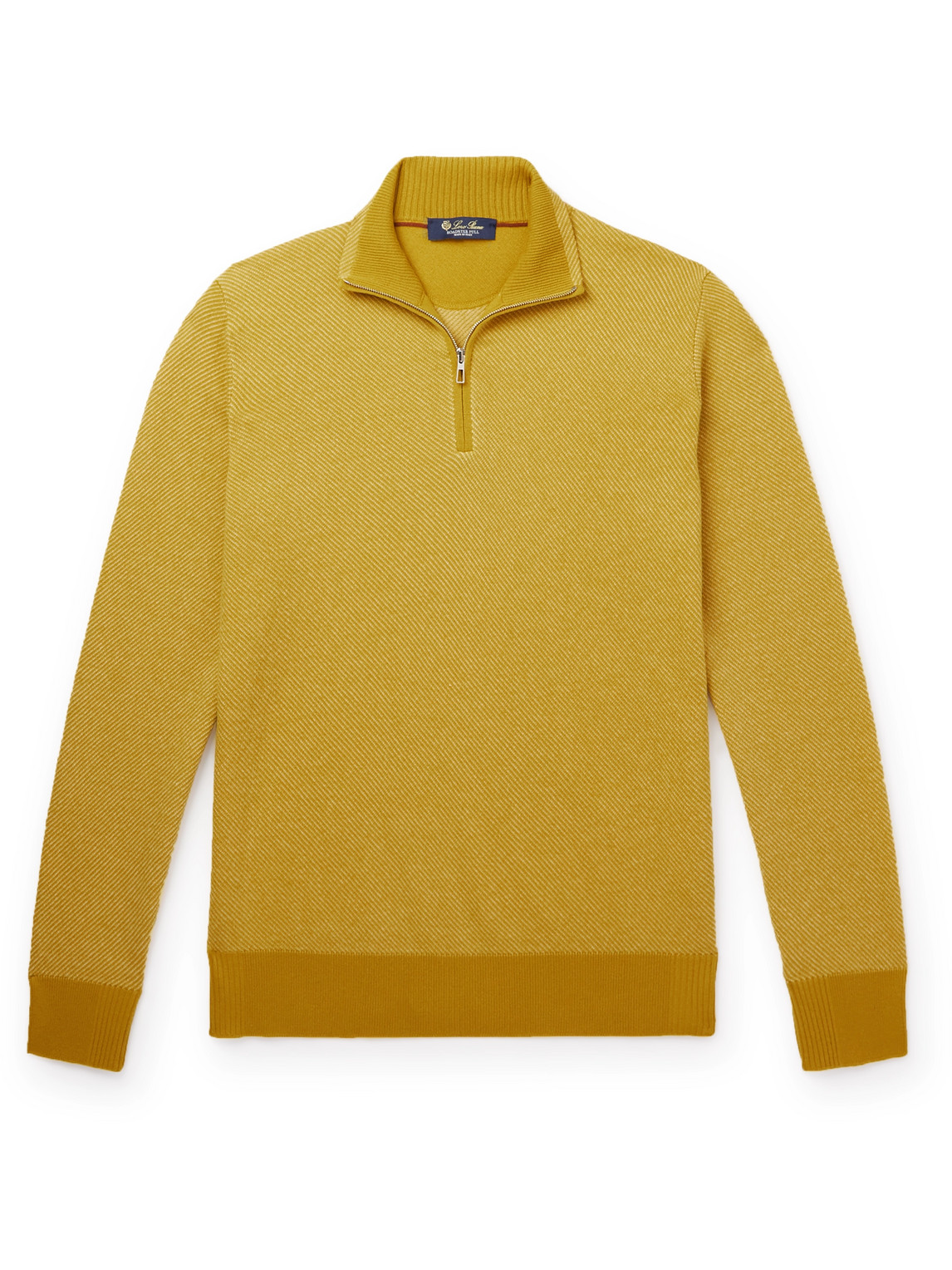 Loro Piana Roadster Striped Cashmere Half-zip Sweater In Yellow