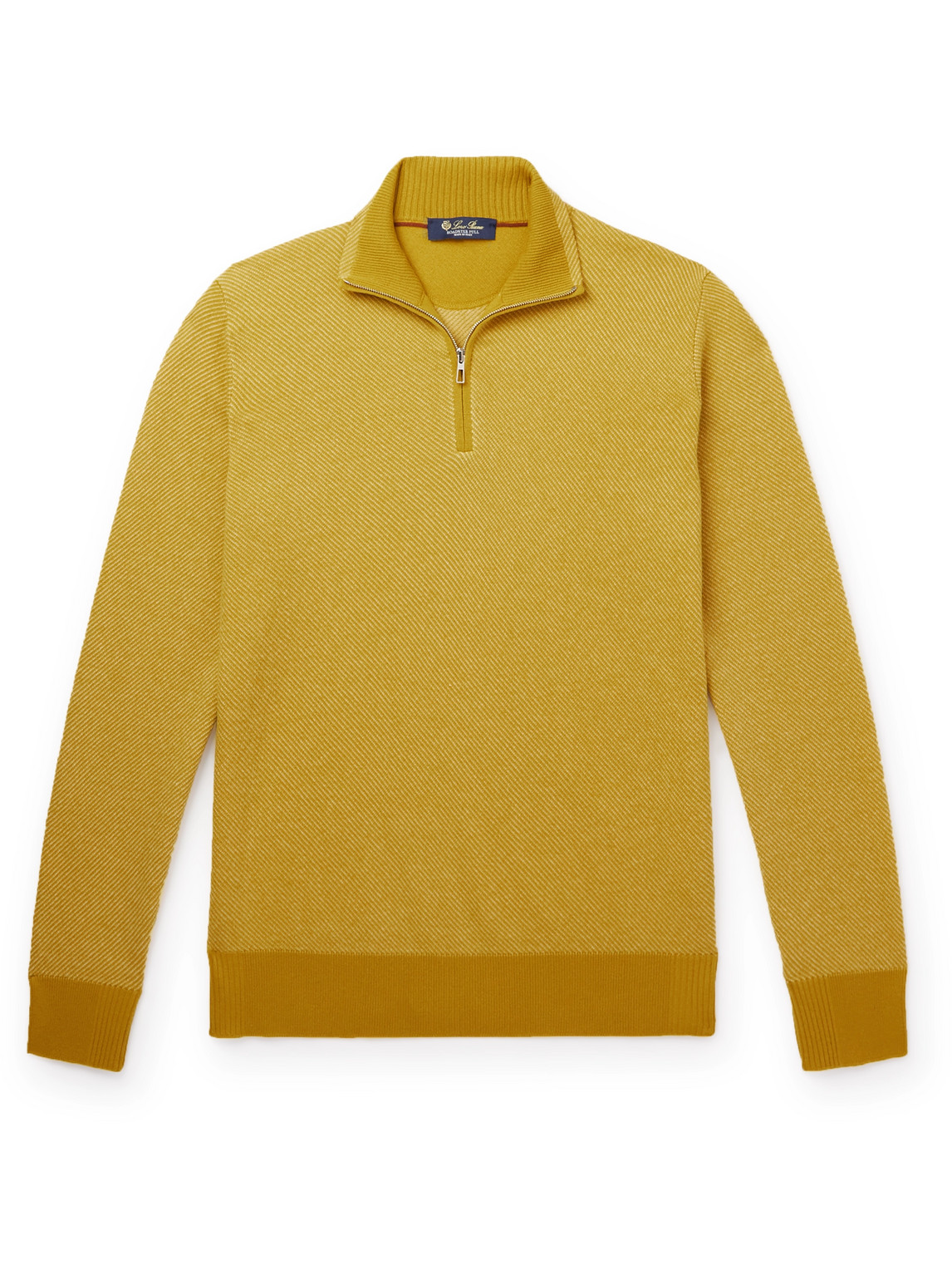 Loro Piana Roadster Striped Cashmere Half-zip Jumper In Yellow