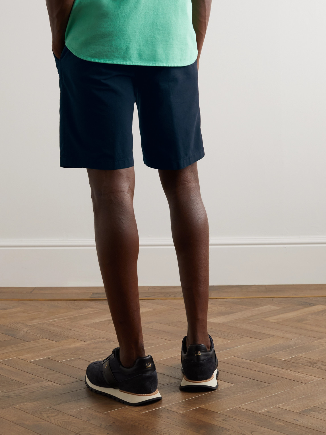 Shop Loro Piana Straight-leg Cotton-blend Bermuda Shorts In Blue