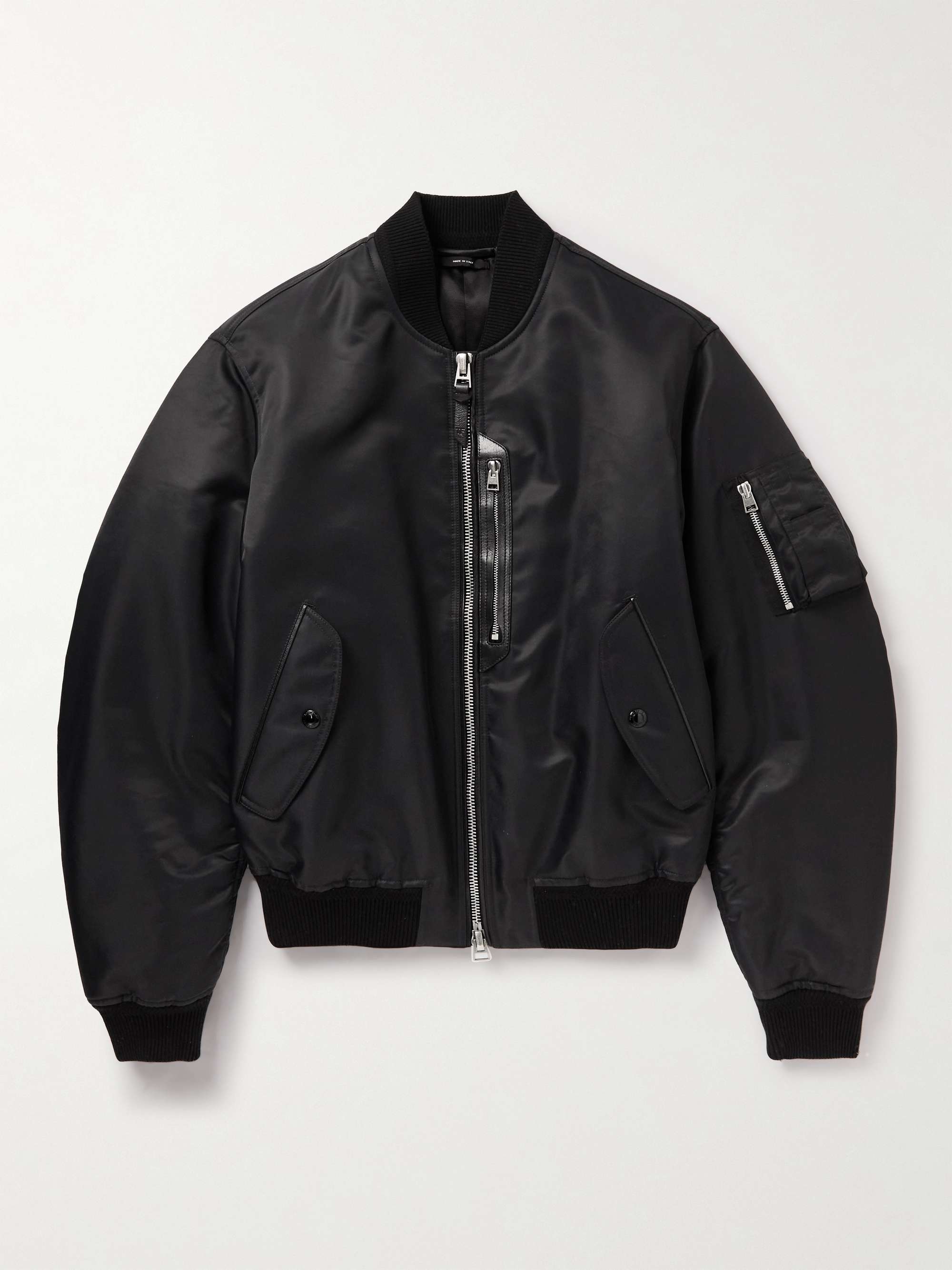 TOM FORD Leather-Trimmed Shell Bomber Jacket for Men | MR PORTER