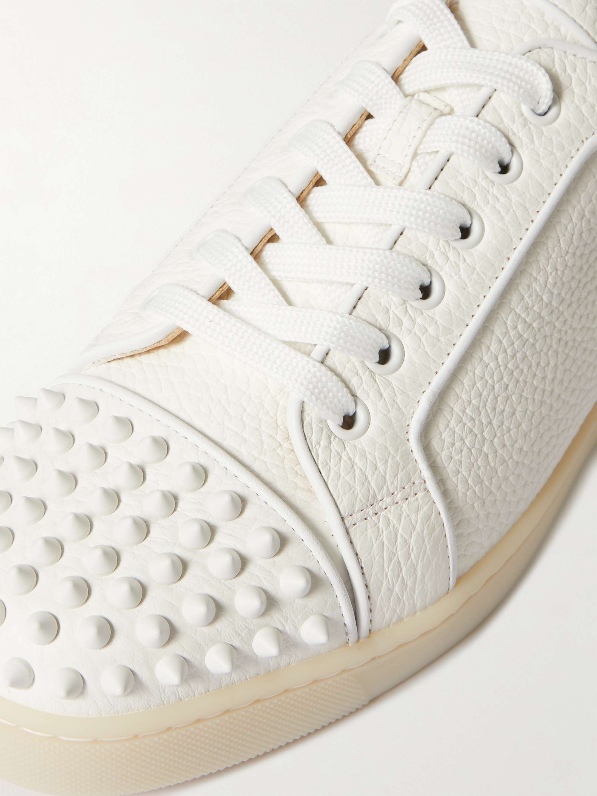 CHRISTIAN LOUBOUTIN Louis Junior Spikes Cap-Toe Full-Grain Leather Sneakers